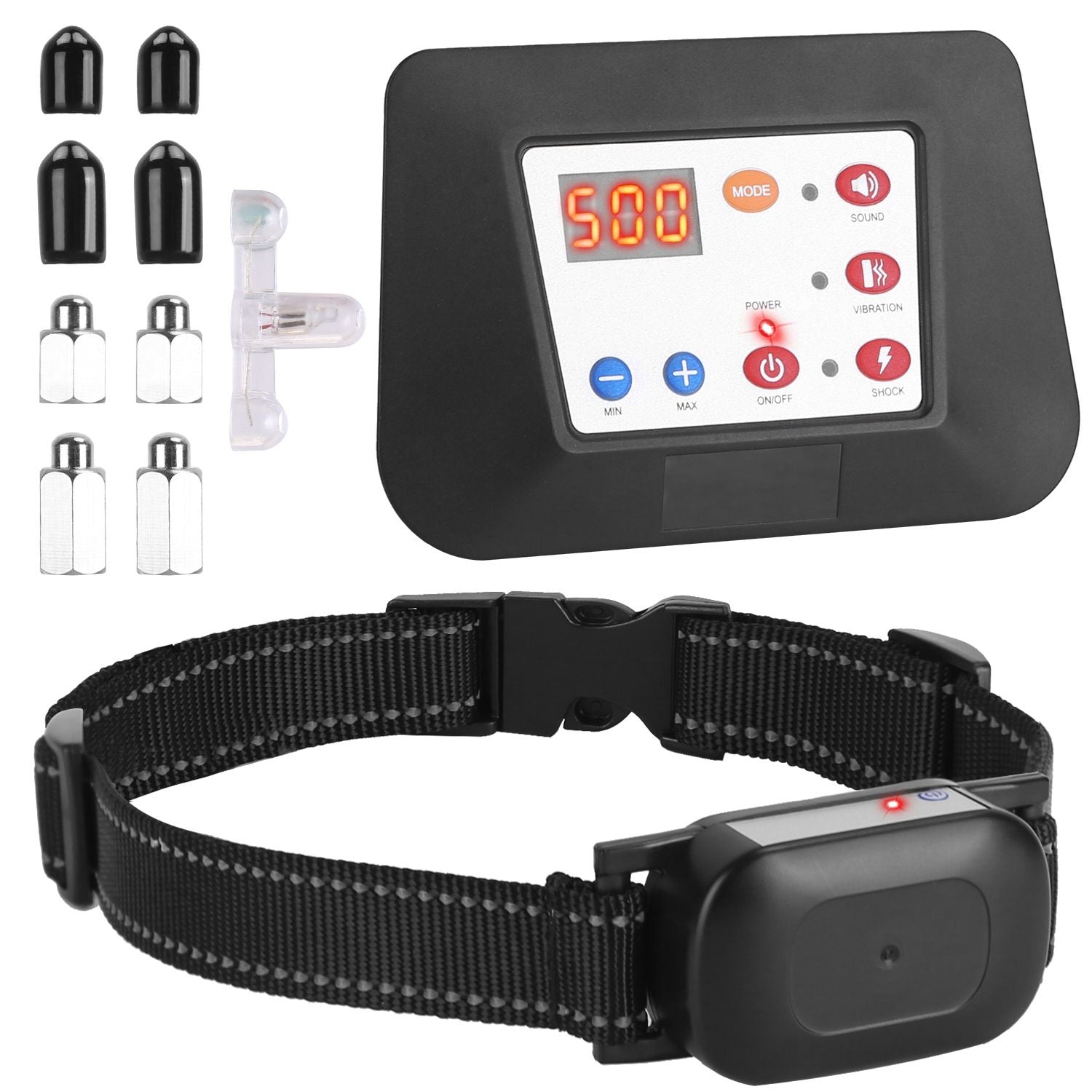 990FT Radius Dog Training Collar Wireless Fence IPX6 Waterproof Pet Beep Vibration Electric Shock Fence System 3 Channels Rechargeable Transmitter Receiver Trainer 1 Transmitter 1 Receiver