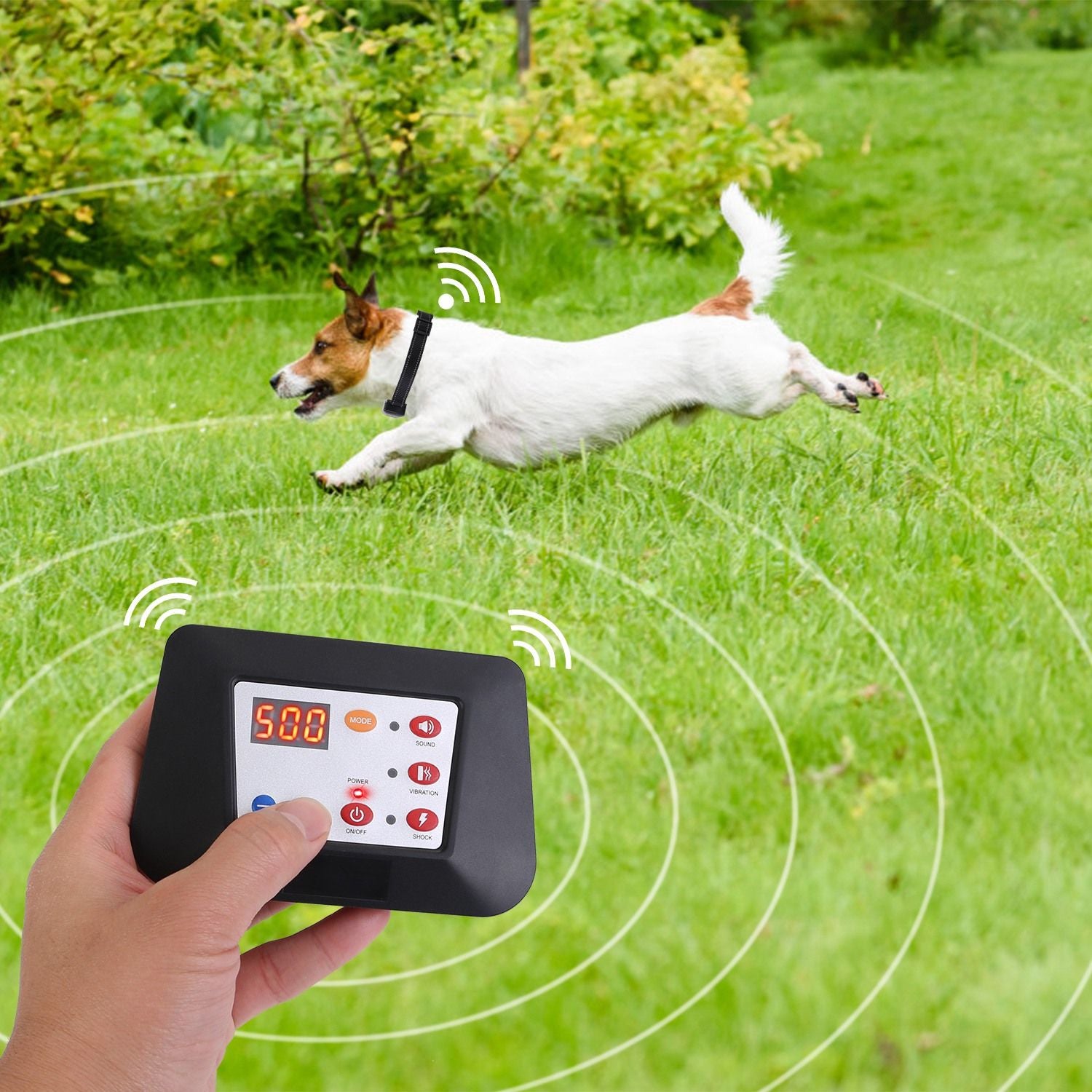 990FT Radius Dog Training Collar Wireless Fence IPX6 Waterproof Pet Beep Vibration Electric Shock Fence System 3 Channels Rechargeable Transmitter Receiver Trainer 1 Transmitter 1 Receiver
