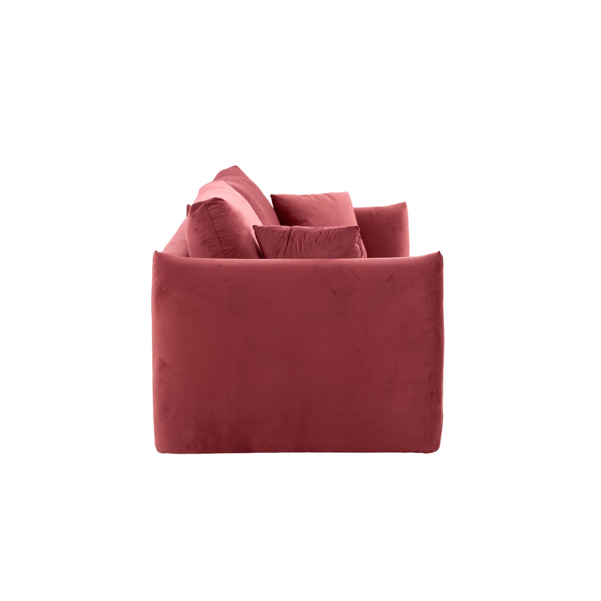 Sectional Sofa,3 seater sofa with 3 Pillows for Living Room,Velvet for bedroom, livingroom Wine Red