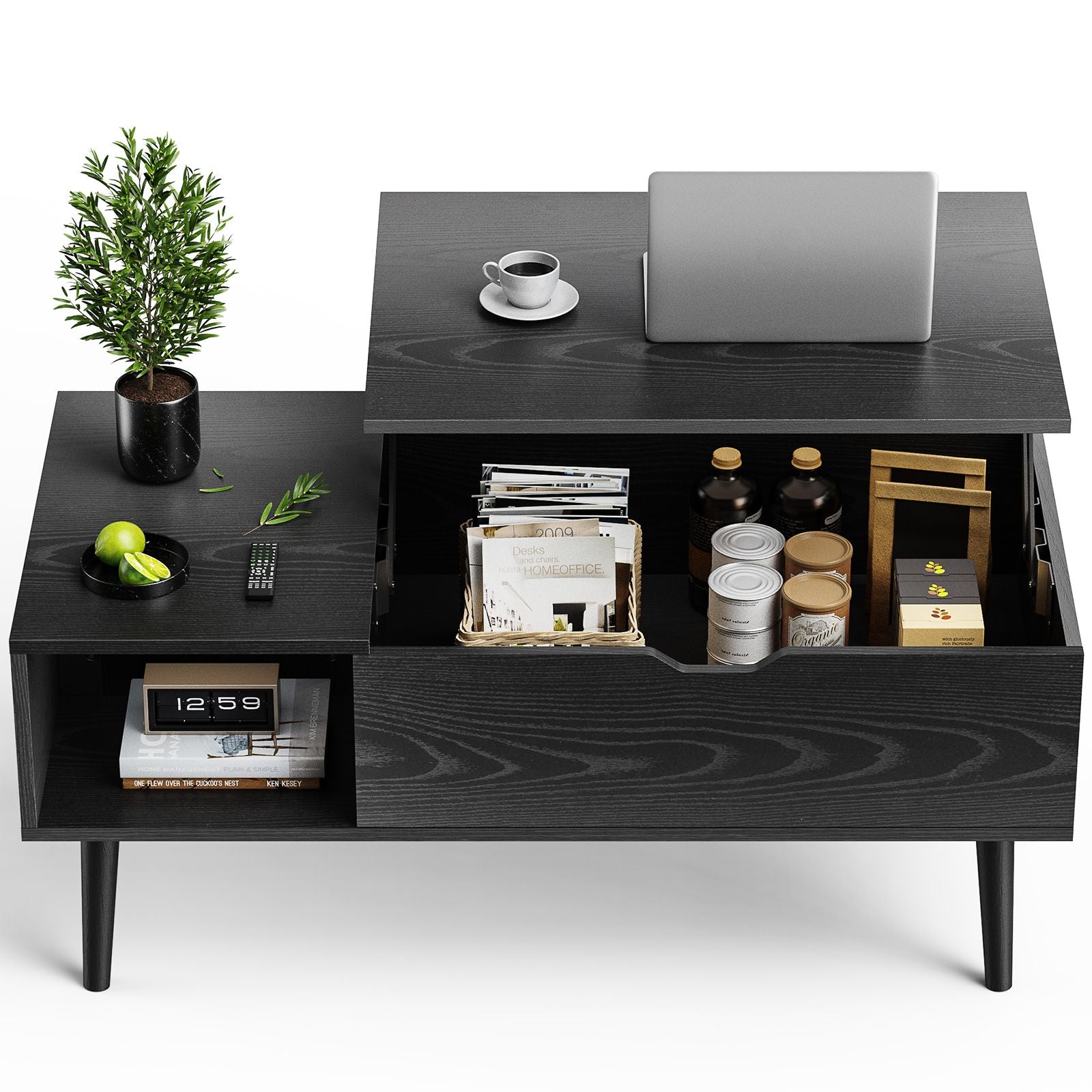 Lift Top Coffee Tables For Living Room 39.37"x19.7" Desk Tea Wood Dining Tables Adjustable Storage Shelf Easy Lift Or Lower