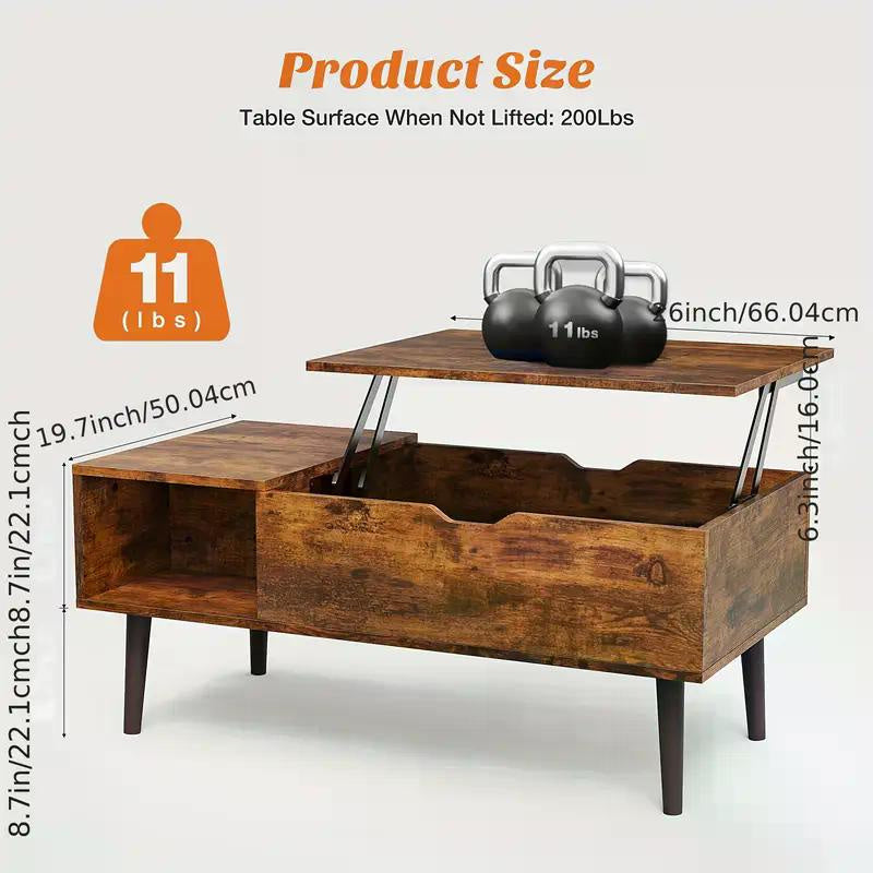 Lift Top Coffee Tables For Living Room 39.37"x19.7" Desk Tea Wood Dining Tables Adjustable Storage Shelf Easy Lift Or Lower