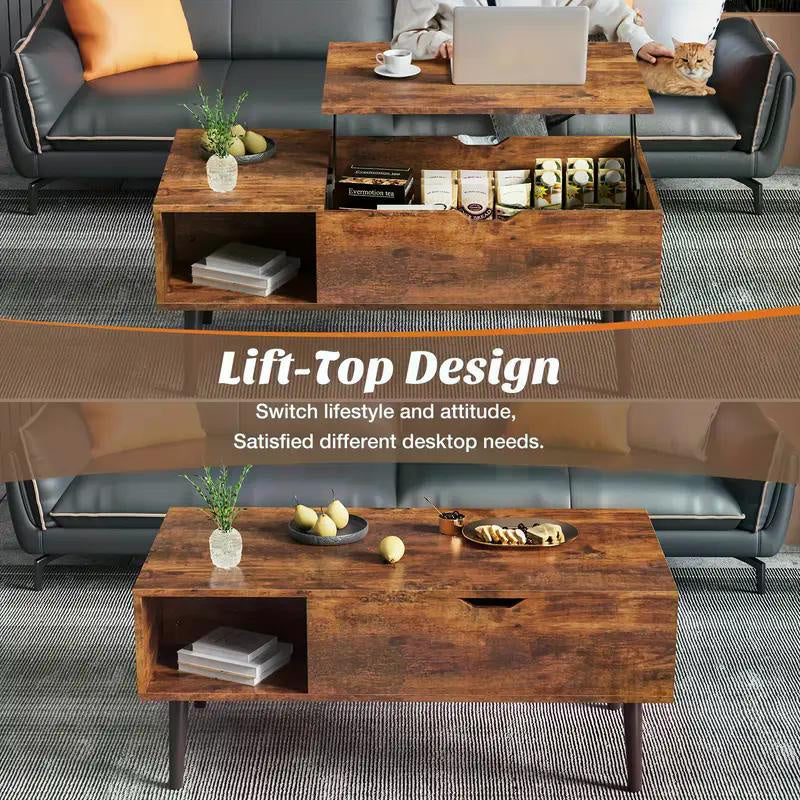 Lift Top Coffee Tables For Living Room 39.37"x19.7" Desk Tea Wood Dining Tables Adjustable Storage Shelf Easy Lift Or Lower