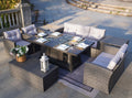 Direct Wicker Outdoor Patio Furniture Set with Rectangular Fire Pit Table in Elegant Brown or Chic Gray