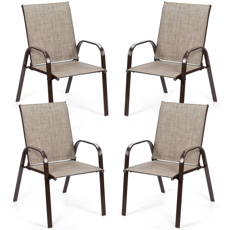 2 Pieces Patio Outdoor Dining Chair with Armrest