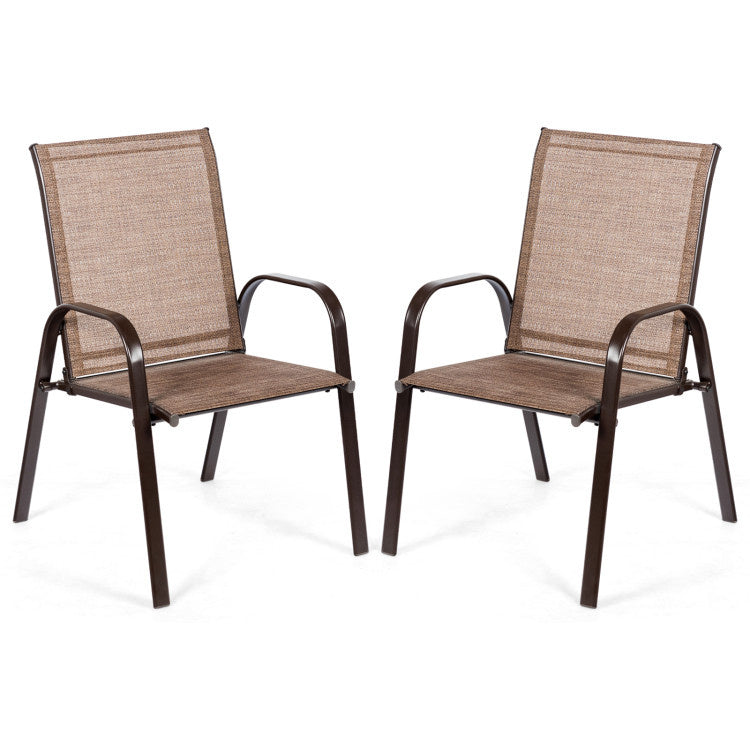 2 Pieces Patio Outdoor Dining Chair with Armrest