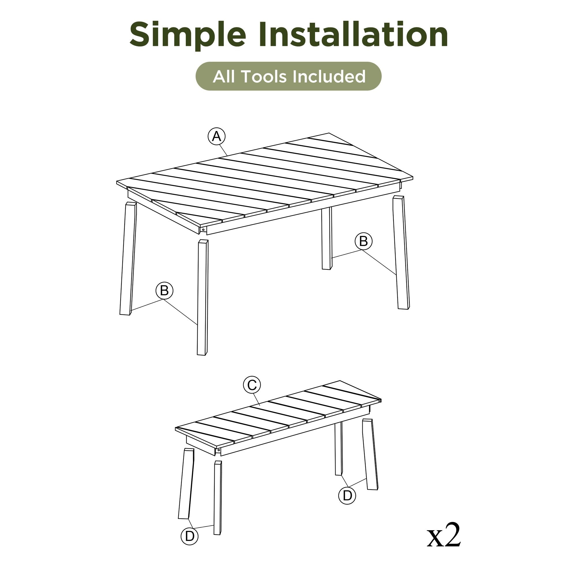 3 Pieces Acacia Wood Table Bench Dining Set For Outdoor & Indoor Furniture With 2 Benches, Picnic Beer Table for Patio, Porch, Garden, Poolside
