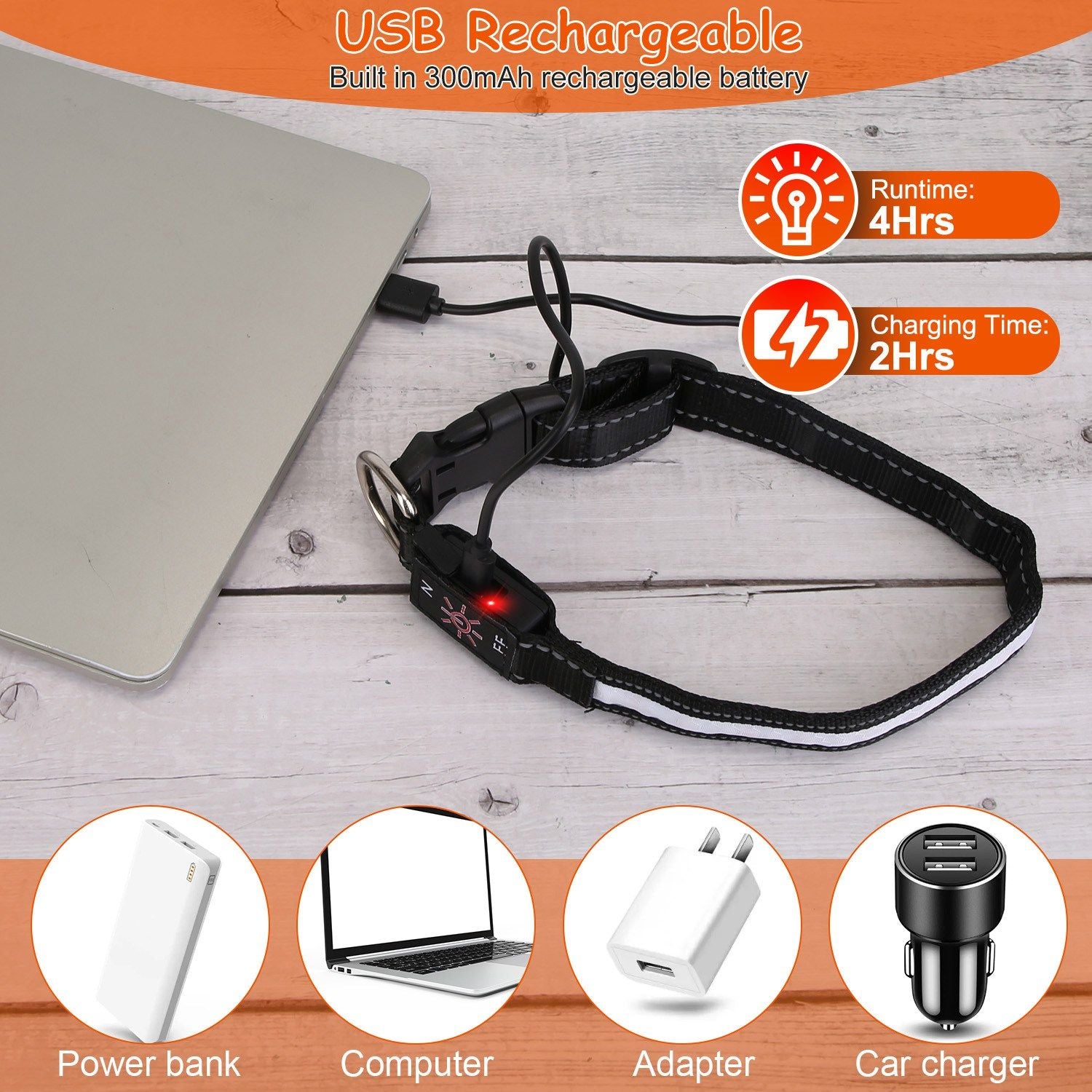 Light Up Dog Collar LED Dog Collar Safety Night Glowing Dog Collar with 9 Light Colors IPX7 Waterproof USB Rechargeable