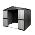 Outdoor Storage Shed 8.2'x 6.2', Metal Garden Shed for Bike, Trash Can, Galvanized Steel Outdoor Storage Cabinet with Lockable Door for Backyard, Patio, Lawn (8.2x6.2ft, Black)