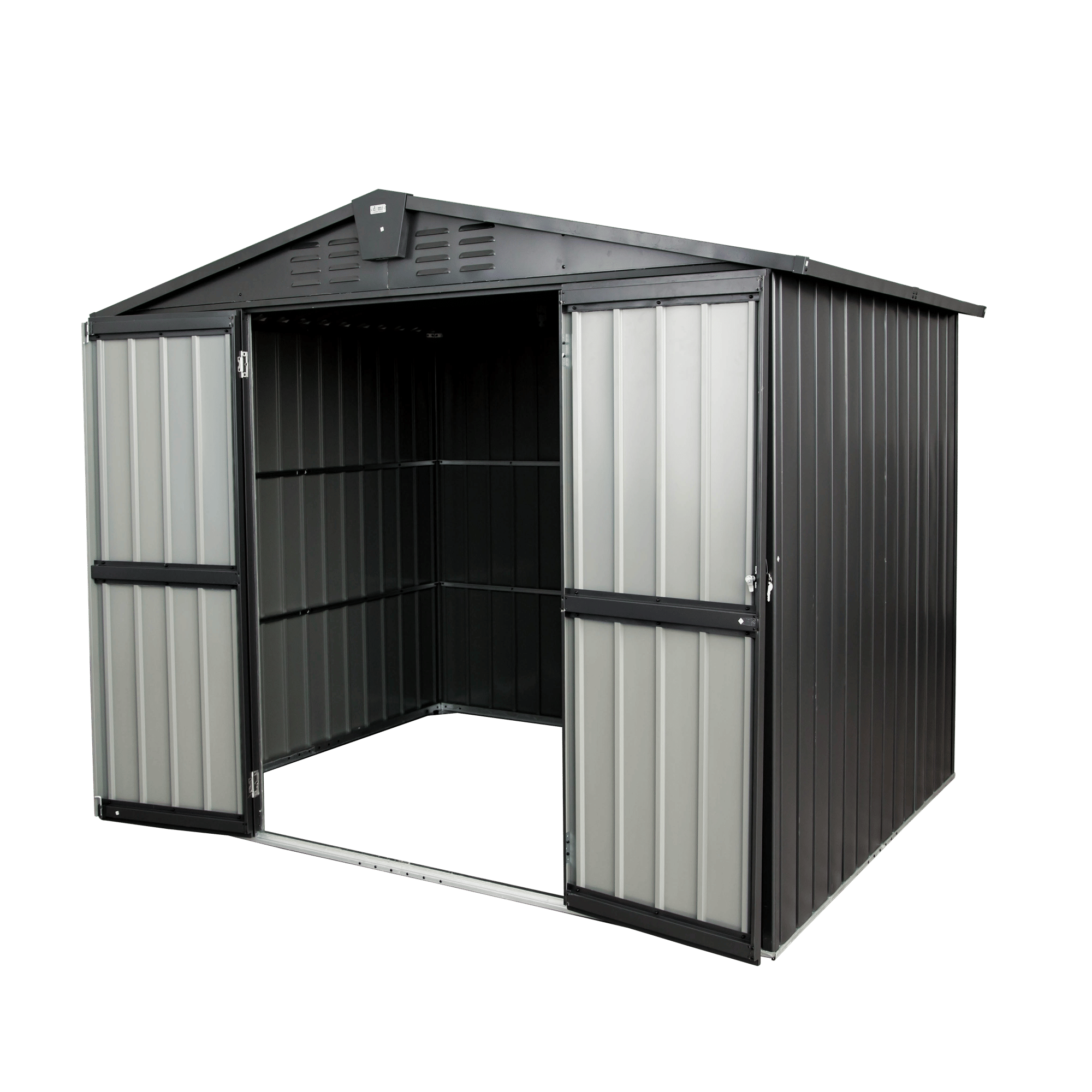 Outdoor Storage Shed 8.2'x 6.2', Metal Garden Shed for Bike, Trash Can, Galvanized Steel Outdoor Storage Cabinet with Lockable Door for Backyard, Patio, Lawn (8.2x6.2ft, Black)