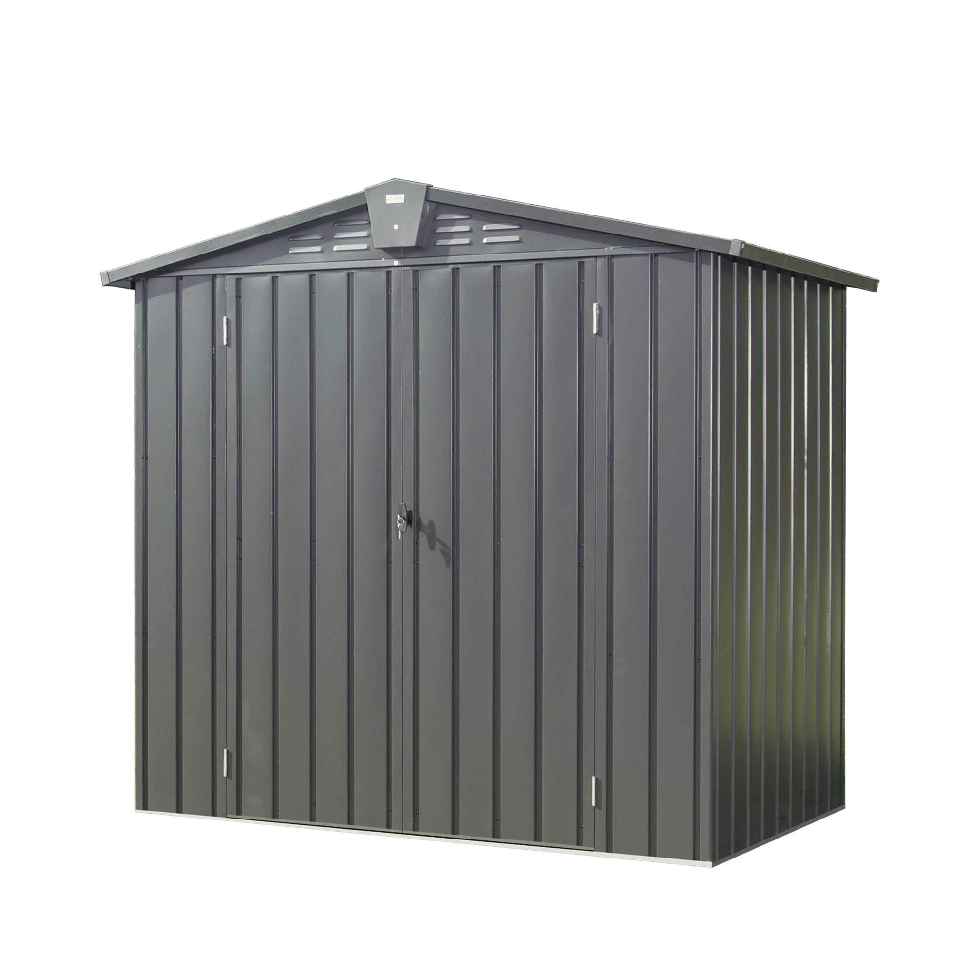 Outdoor Storage Shed 6.5'x 4.2', Metal Garden Shed for Bike, Trash Can, Tools, Lawn Mowers,Galvanized Steel Outdoor Storage Cabinet with Lockable Door for Backyard, Patio, Lawn (6.5x4.2ft, Black)