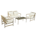 4 Pieces Patio Furniture Set, PE Rattan Wicker 4 Pcs Outdoor Sofa Set w/Washable Cushion and Tempered Glass Tabletop, Conversation Furniture for Garden Poolside Balcony