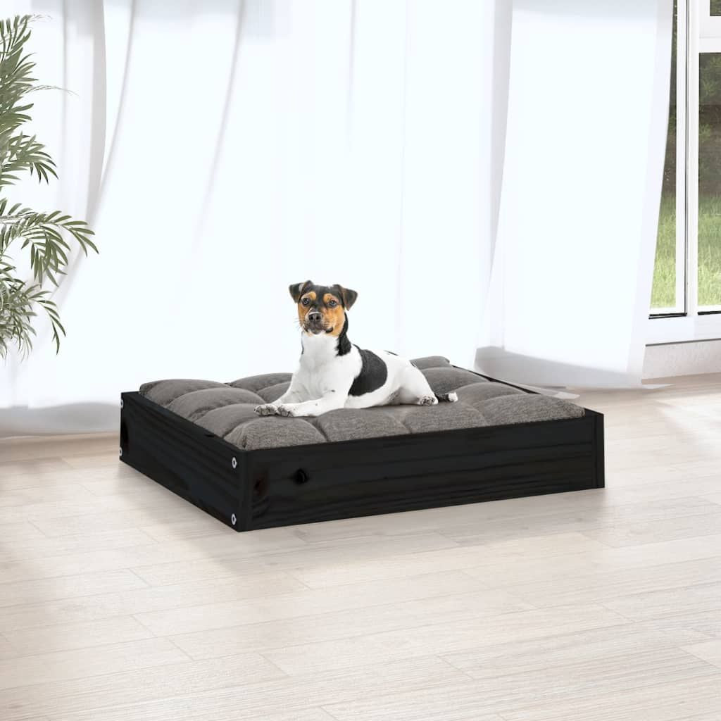Dog Bed Black Solid pine wood 20.3 x 17.3 x 3.5 in Durable