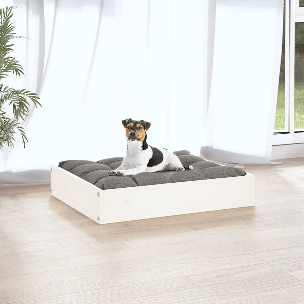 Dog Bed White Solid Pine Wood Small Dog Bed Rectangular