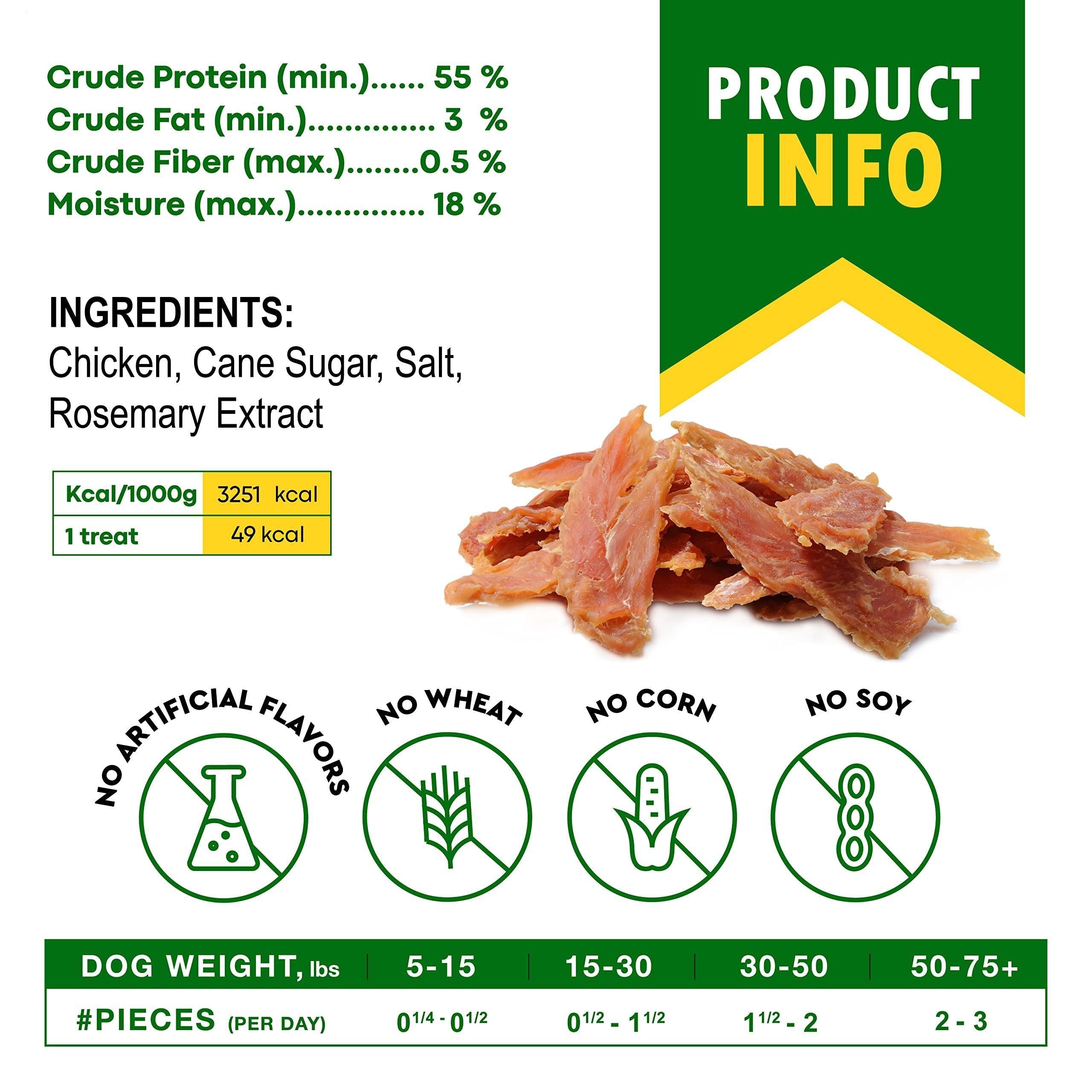 Chicken Jerky Dog Treats All Natural and Organic Healthy Snacks for Large & Small Dogs Grain Free and High Protein Human Grade Pet Chews 300 Gram