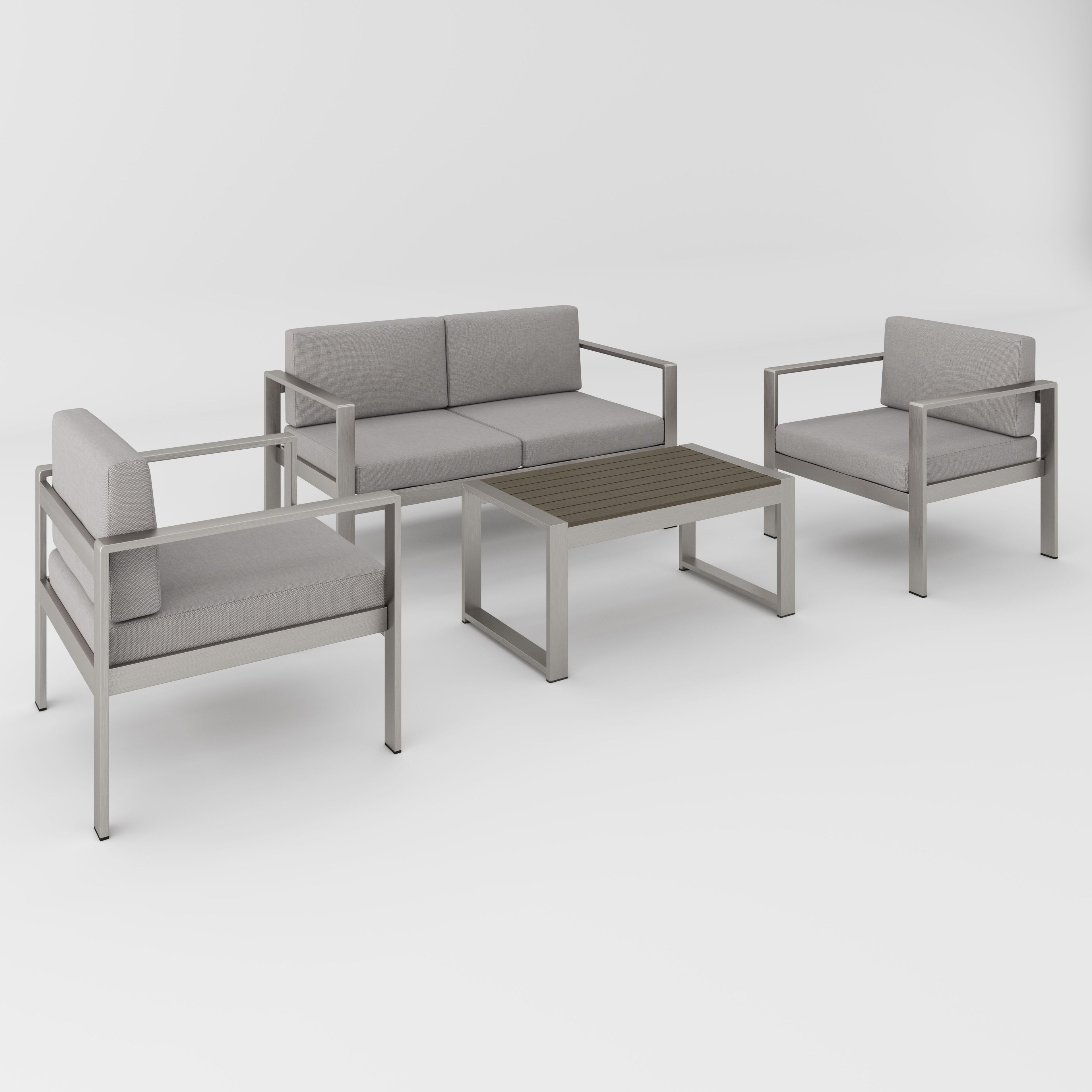 Aluminum Modern 4 Piece Sofa Seating Group For Patio Garden Outdoor