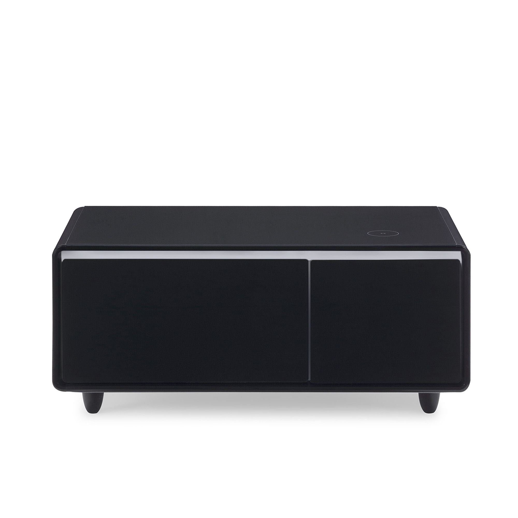Modern Smart mini Coffee Table with Built in Fridge;  Outlet protection; Wireless charging module; Mechanical temperature control; Power socket; USB interface And power interface.