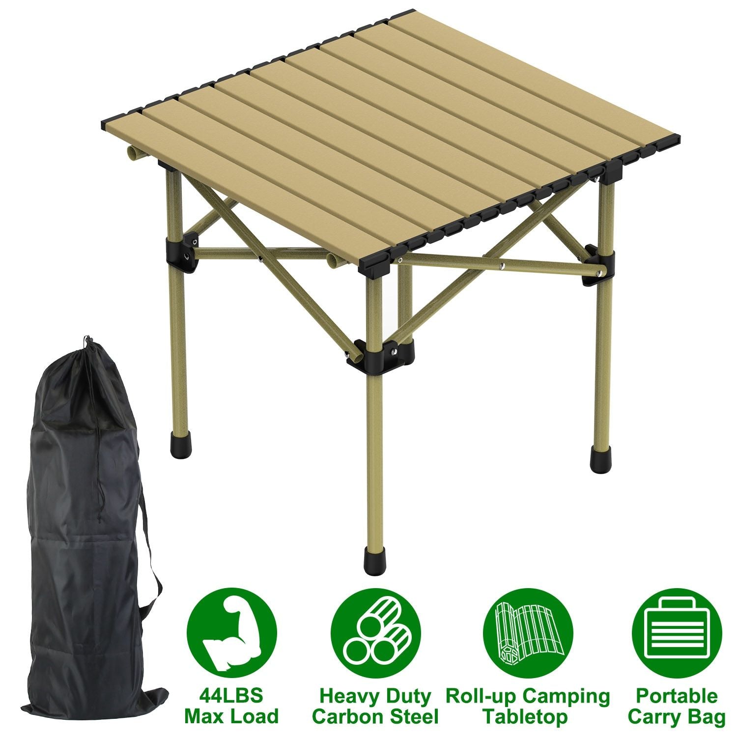 Folding Camping Table Portable Lightweight Carbon Steel Roll-up Picnic BBQ Desk with Carry Bag Heavy Duty for Outdoor Beach Backyard Party Patio Camping Hiking BBQ Picnic Fishing