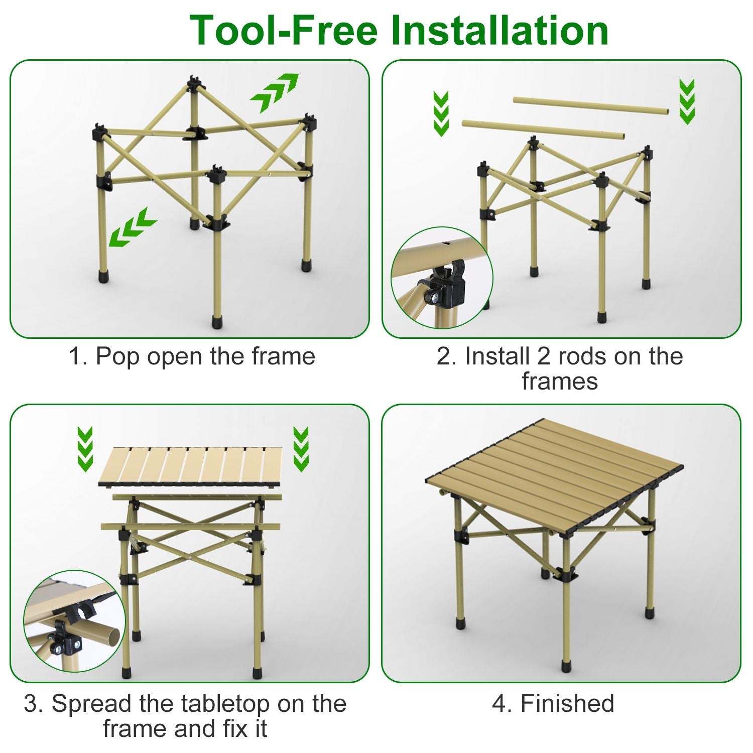 Folding Camping Table Portable Lightweight Carbon Steel Roll-up Picnic BBQ Desk with Carry Bag Heavy Duty for Outdoor Beach Backyard Party Patio Camping Hiking BBQ Picnic Fishing