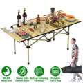 Folding Camping Table Portable Lightweight Carbon Steel Roll-up Picnic BBQ Desk with Carry Bag Heavy Duty for Outdoor Beach Backyard Party Patio Camping Hiking BBQ Picnic Fishing