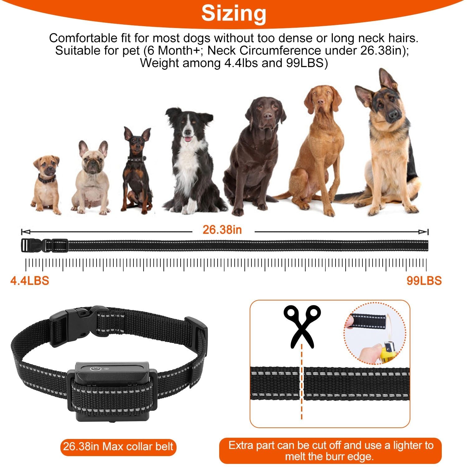 3280FT Dog Training Collar IP67 Waterproof Pet Beep Vibration Electric Shock Collar 3 Channels Rechargeable Transmitter Receiver Trainer with Flashlight