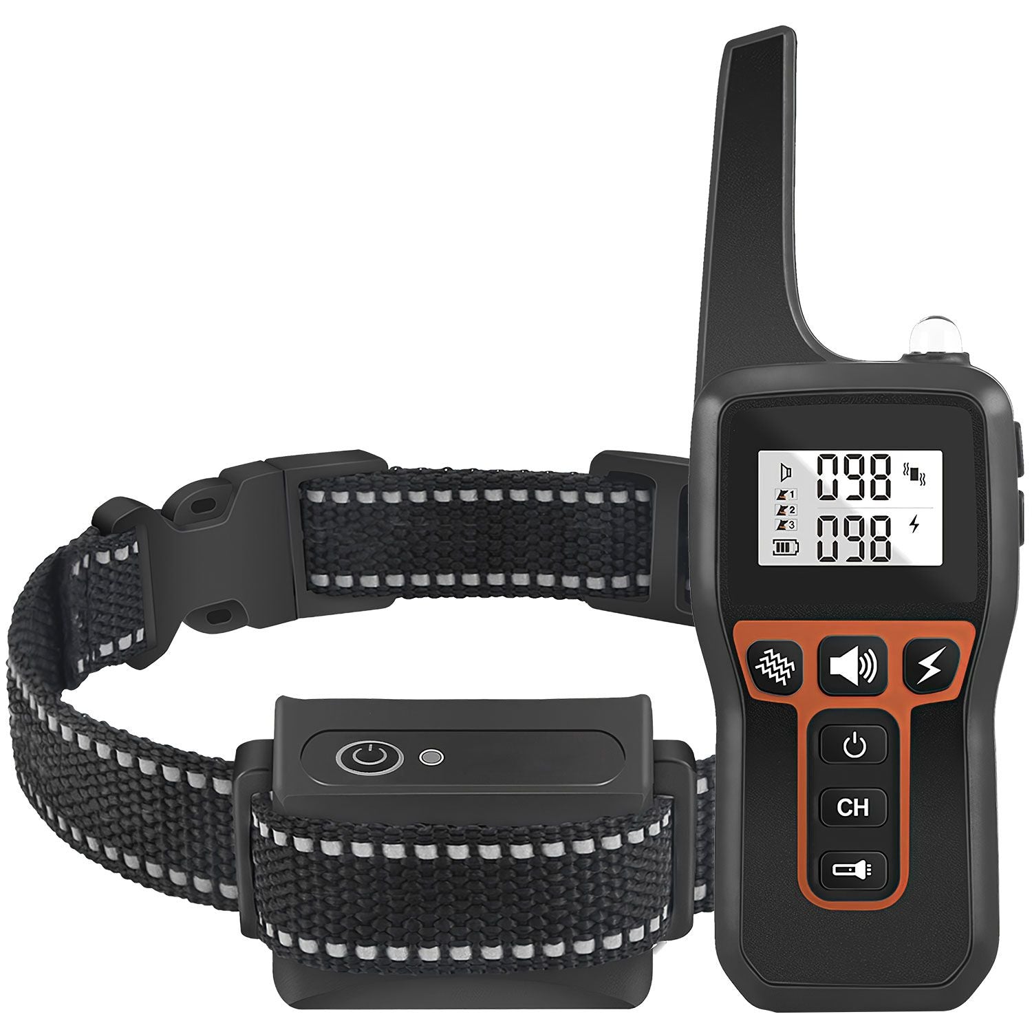 3280FT Dog Training Collar IP67 Waterproof Pet Beep Vibration Electric Shock Collar 3 Channels Rechargeable Transmitter Receiver Trainer with Flashlight