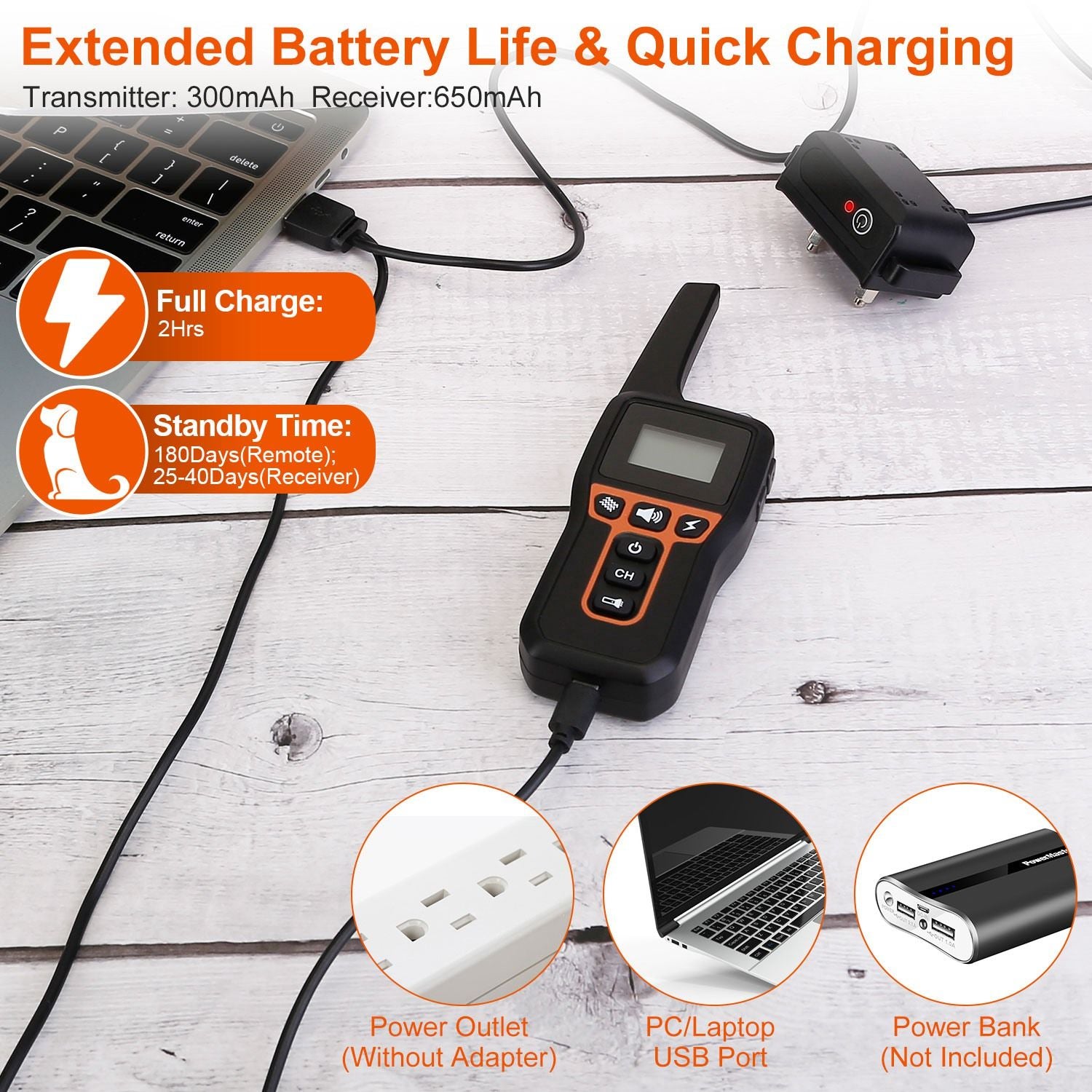 3280FT Dog Training Collar IP67 Waterproof Pet Beep Vibration Electric Shock Collar 3 Channels Rechargeable Transmitter Receiver Trainer with Flashlight