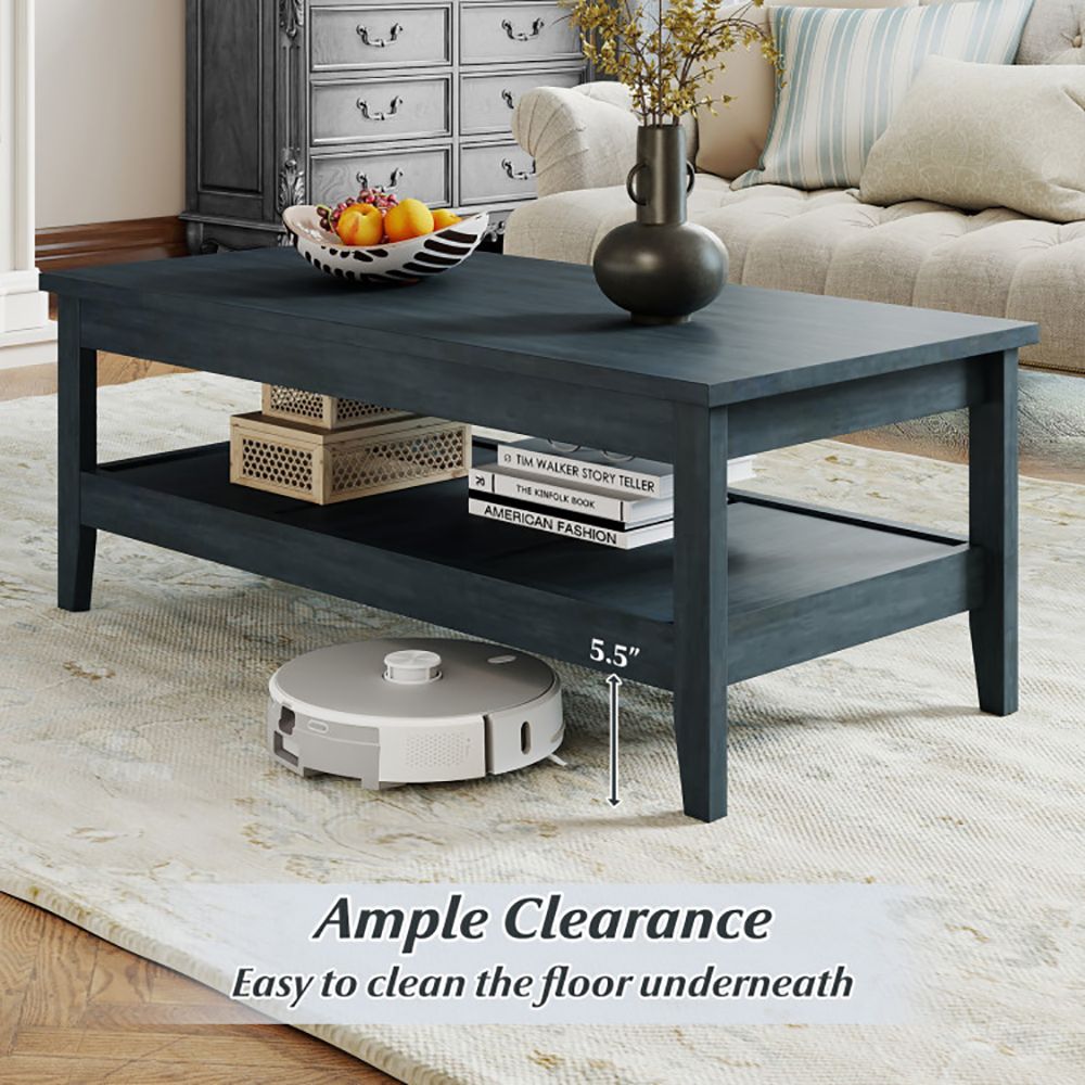 Farmhouse Coffee Table Rustic Cocktail Center Table with Thickened Tabletop