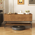 Lift Top Coffee Table 39.4 Inch Rectangle, Farmhouse Style with Hidden Storage & Lower Shelf, Sturdy Steel Legs, Easy Assembly for Living Room, Rustic Brown