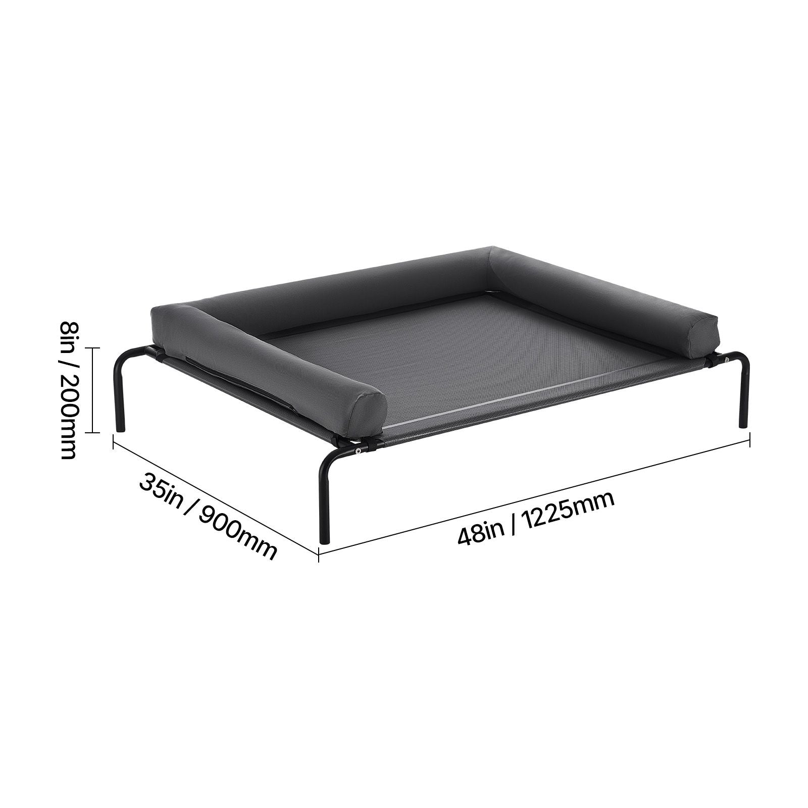 Elevated Dog Bed for Large Dogs, Portable Raised Dog Cot with Washable Pillow, Indoor & Outdoor Pet Cooling Raised Hammock Bed with Steel Metal Frame and Breathable Teslin Mesh, XL, Gray