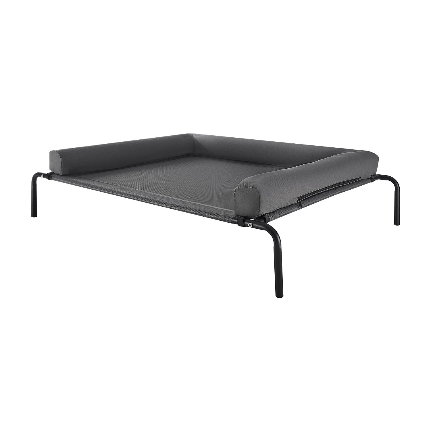 Elevated Dog Bed for Large Dogs, Portable Raised Dog Cot with Washable Pillow, Indoor & Outdoor Pet Cooling Raised Hammock Bed with Steel Metal Frame and Breathable Teslin Mesh, XL, Gray