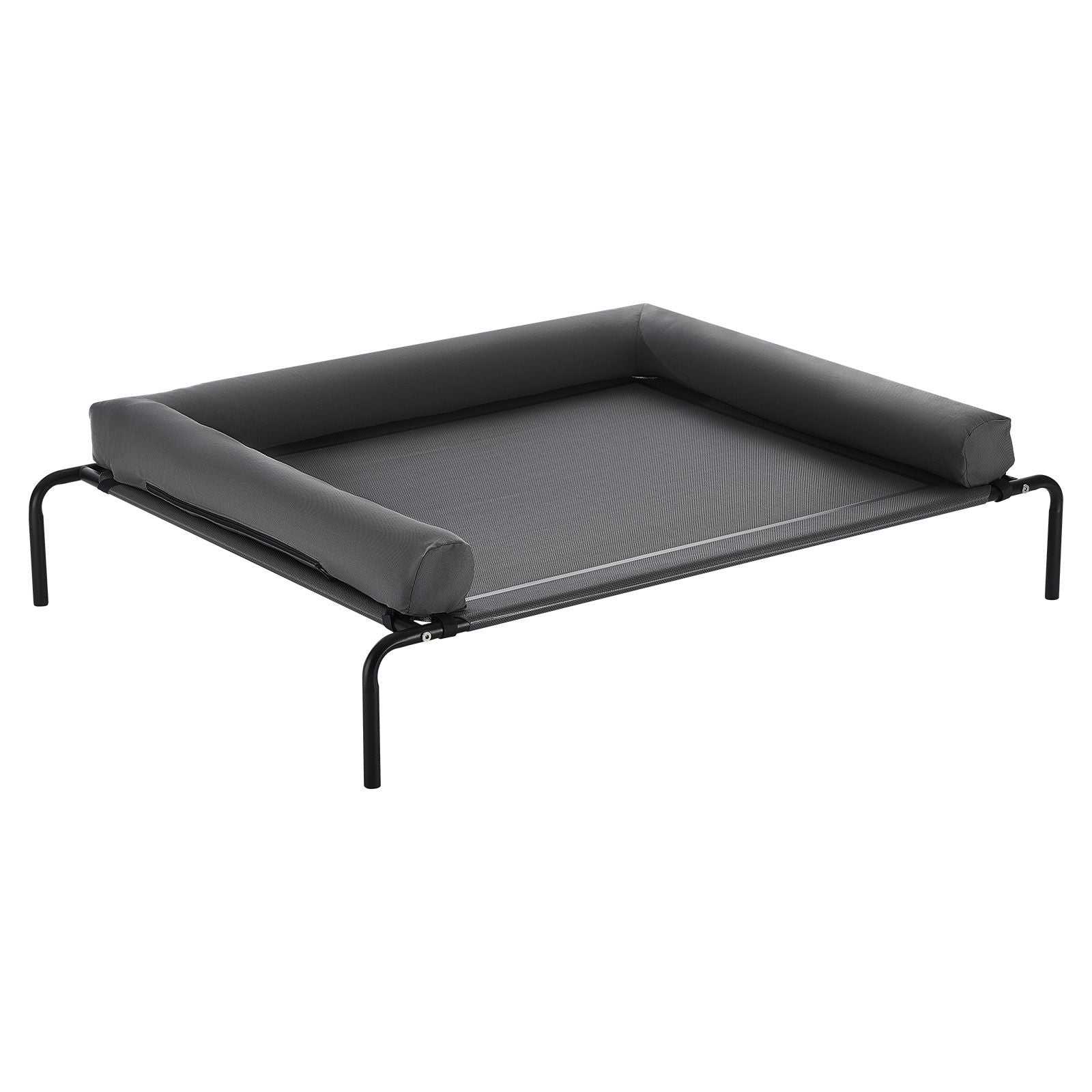 Elevated Dog Bed for Large Dogs, Portable Raised Dog Cot with Washable Pillow, Indoor & Outdoor Pet Cooling Raised Hammock Bed with Steel Metal Frame and Breathable Teslin Mesh, XL, Gray