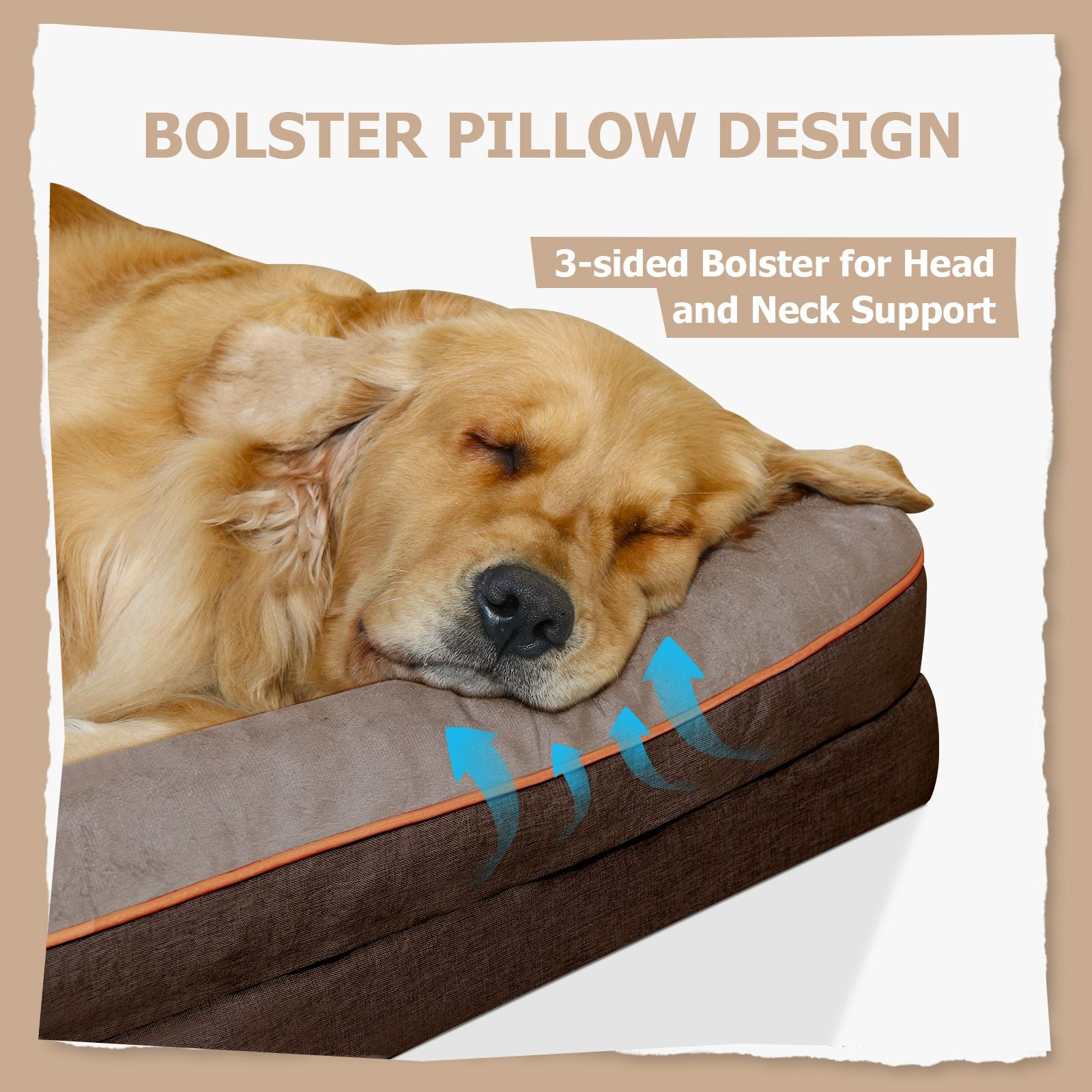 Orthopedic Dog Bed With High Support For Small And Large Breeds - Breathable, Waterproof Memory Foam Bed With Elevated Sides, Featuring A Removable And Washable Cover, And A Non-Slip Base