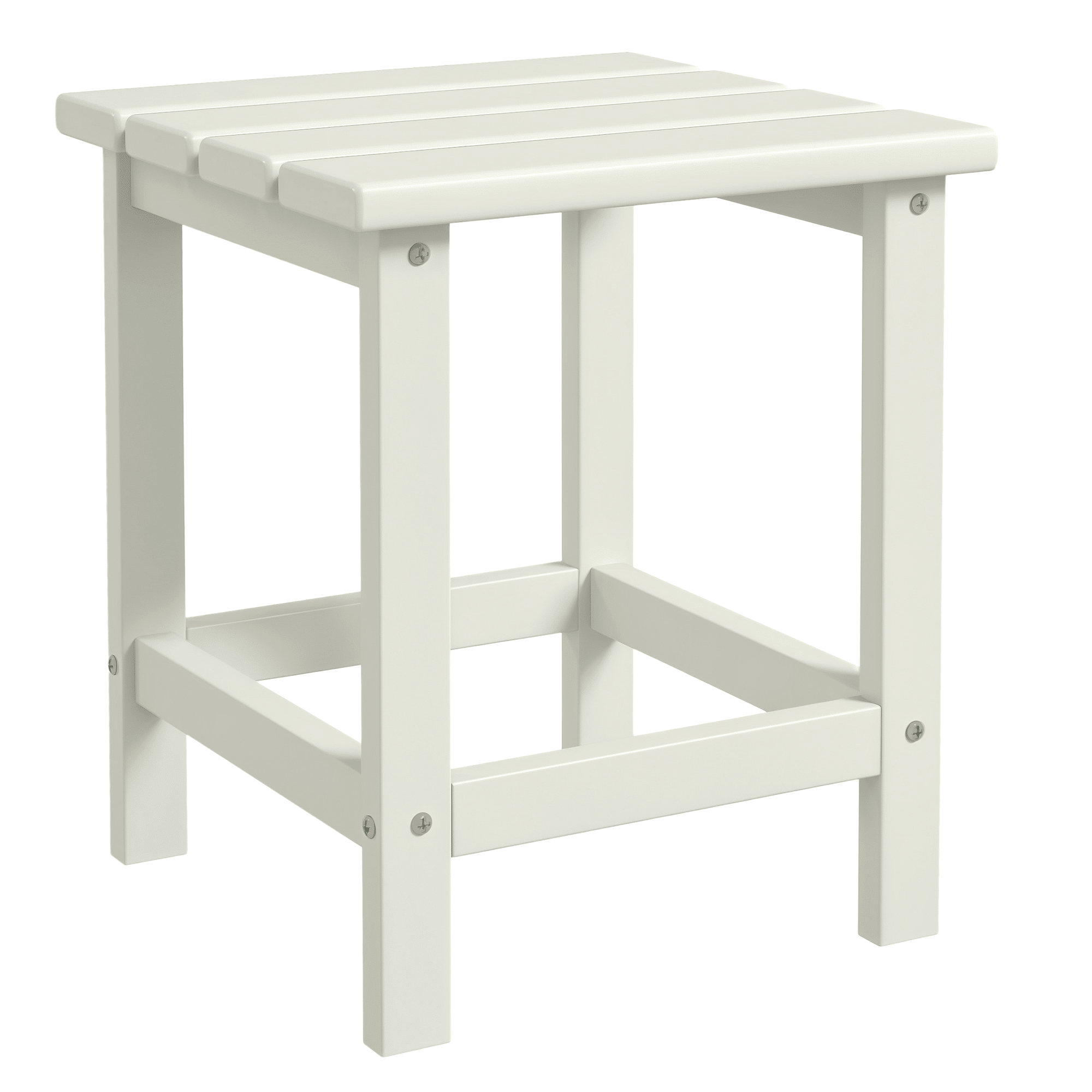 Adirondack Side Table, Square Patio End Table, Weather Resistant 15" Outdoor HDPE Table for Porch, Pool, Balcony, White