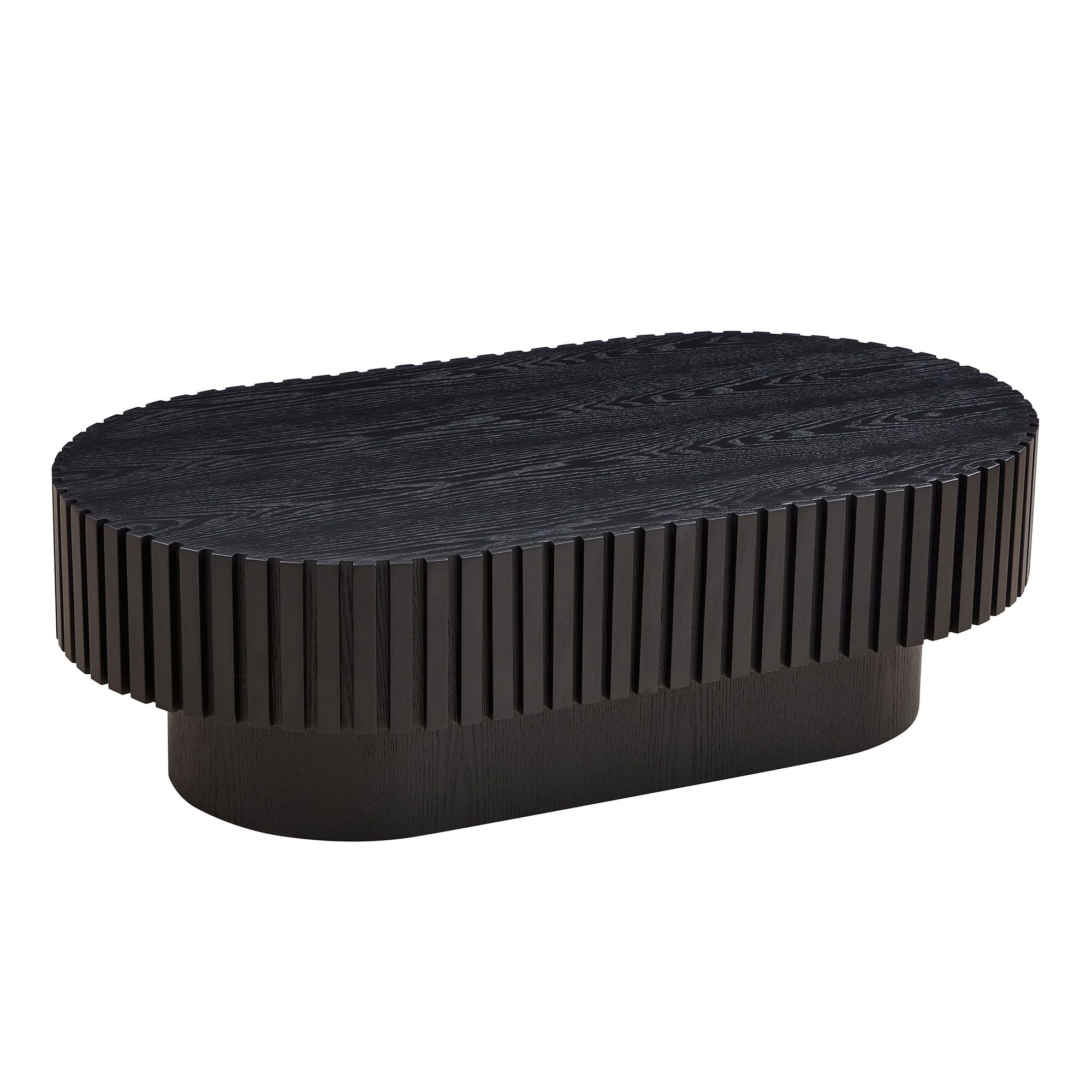 43.70 Inch Modern Handcraft Drum Coffee Table Oval Coffee Table for Living Room,Small Wooden Coffee Table with Sturdy Pedestal for Office