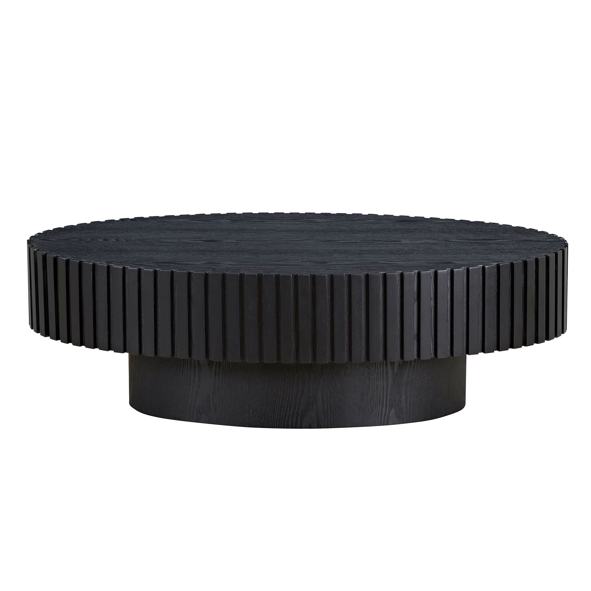 Modern Handcraft Drum Coffee Table Length 43.7 inch Ellipse Coffee Table for Living Room,Oval Small Coffee Table with Sturdy Pedestal