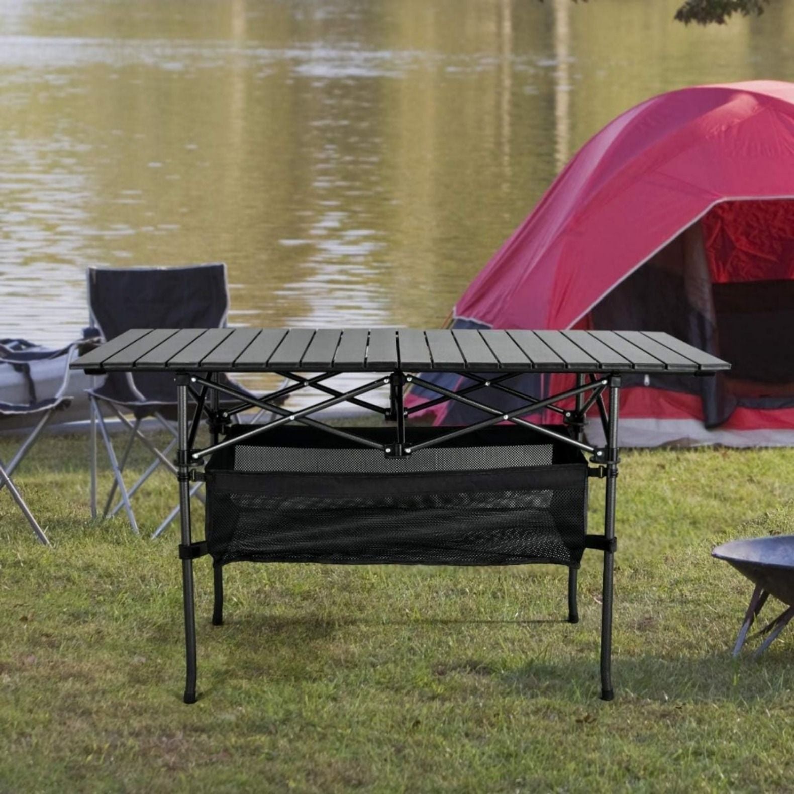 Portable Outdoor Folding Picnic Table, Lightweight Aluminum Roll-Up Camping Table with Carry Bag for Camping, Beach, Backyard, BBQ, Party, Patio, and Picnic