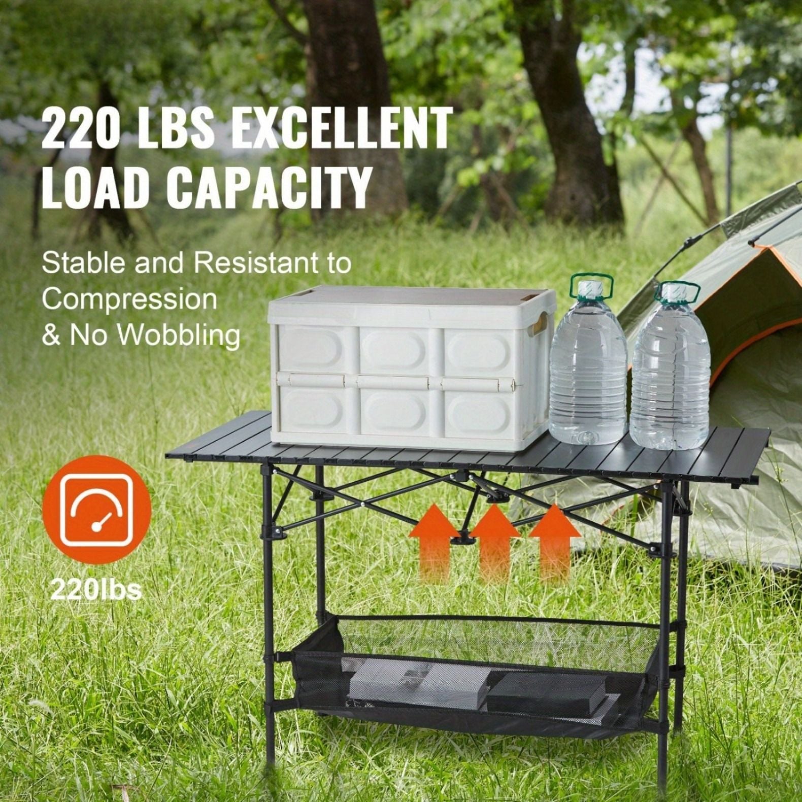 Portable Outdoor Folding Picnic Table, Lightweight Aluminum Roll-Up Camping Table with Carry Bag for Camping, Beach, Backyard, BBQ, Party, Patio, and Picnic