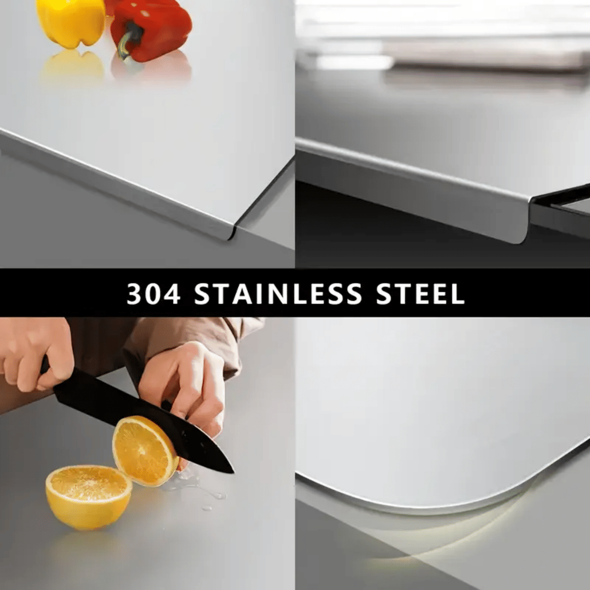 XXL cooked meat baking tray, double-sided cutting board, stainless steel rolling plate, breakfast tray, suitable for fruits, vegetables, meats, Father's Day gift Chopping Kitchen Knives