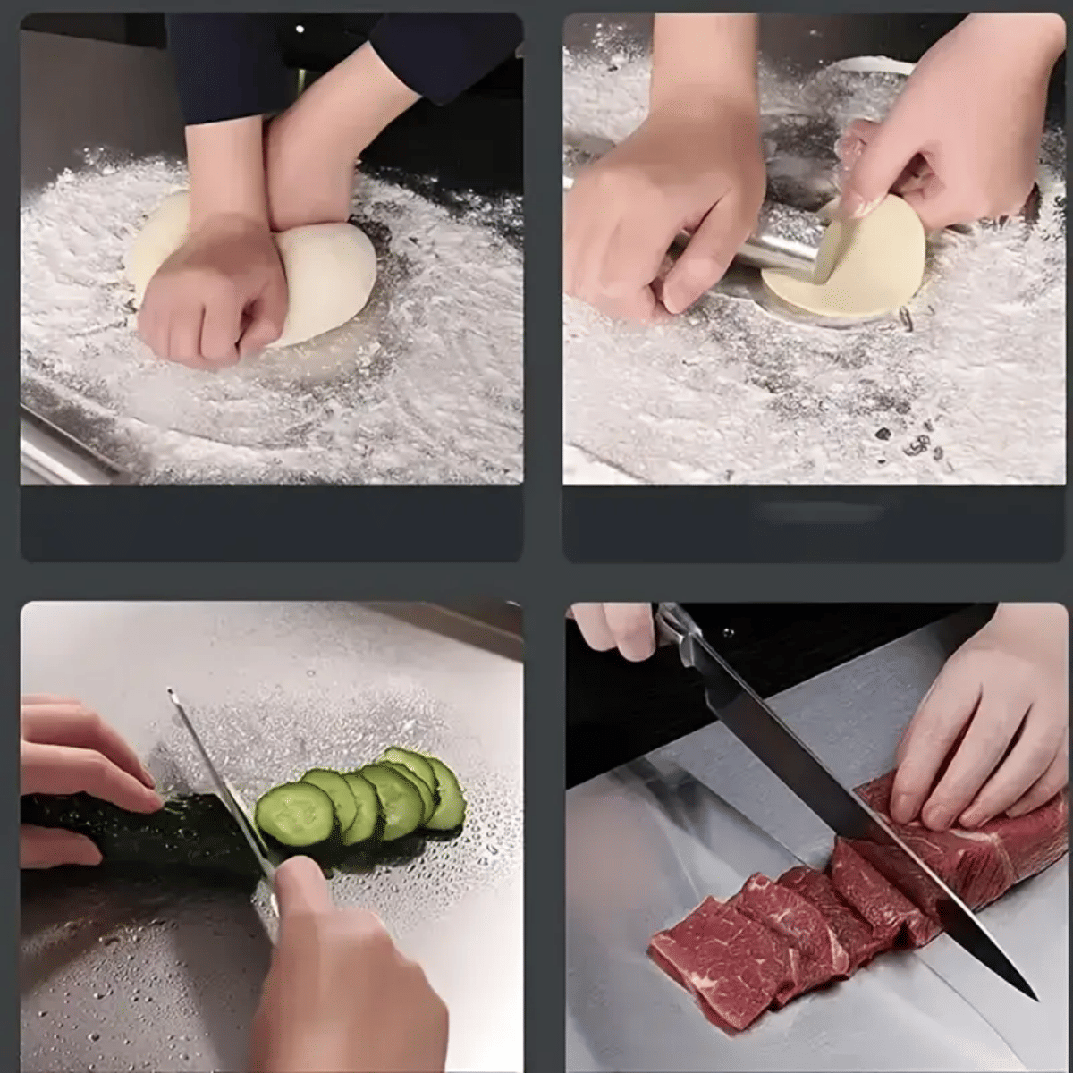 XXL cooked meat baking tray, double-sided cutting board, stainless steel rolling plate, breakfast tray, suitable for fruits, vegetables, meats, Father's Day gift Chopping Kitchen Knives
