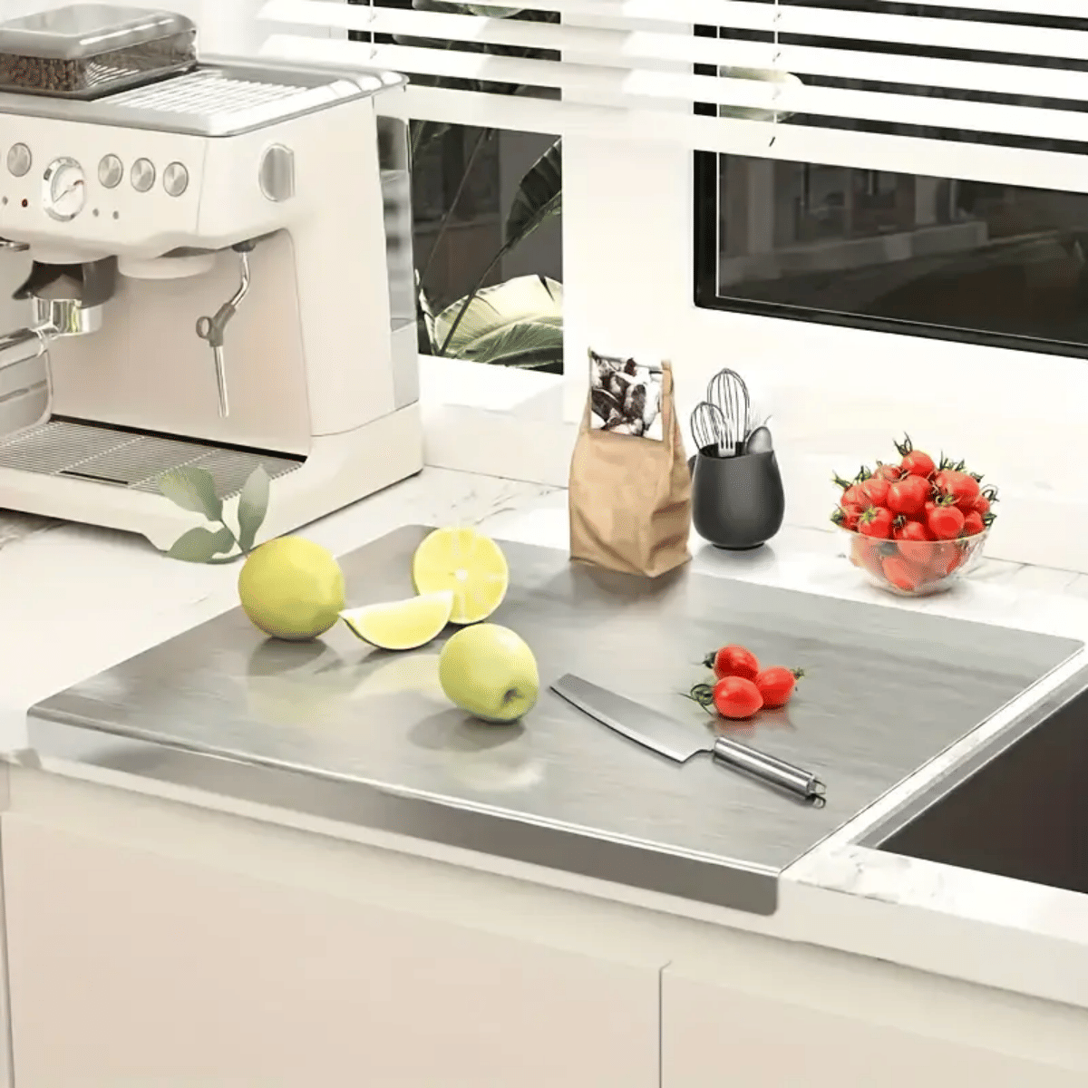 XXL cooked meat baking tray, double-sided cutting board, stainless steel rolling plate, breakfast tray, suitable for fruits, vegetables, meats, Father's Day gift Chopping Kitchen Knives
