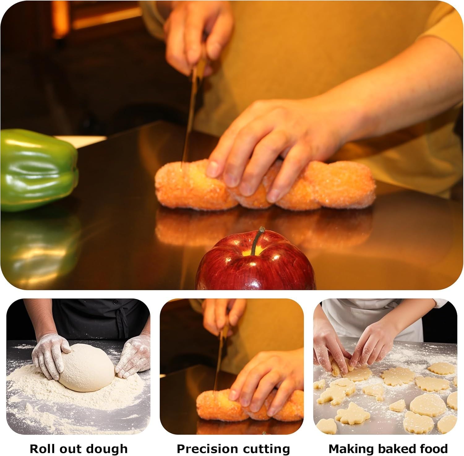 Stainless Steel Cutting Board for Kitchen - Large 304 Chopping Boards, Suitable for Meat Vegetables Bread and Baking,Kitchen Accessories,