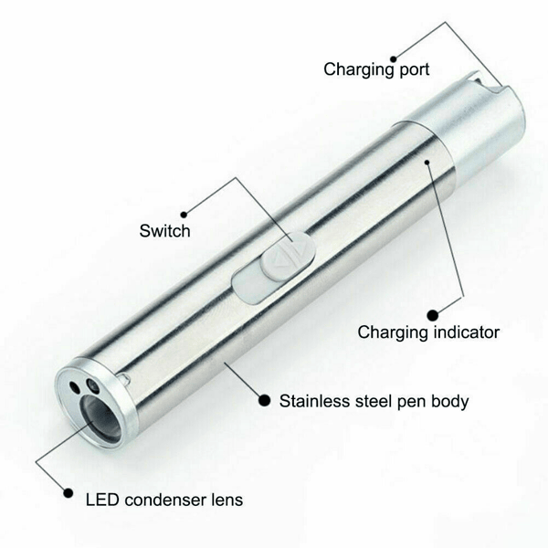 2PCS 3 in1 1mw USB Rechargeable Pet Toy Pen Flashlight Red laser Beam UV Light 3-Modes Lamp