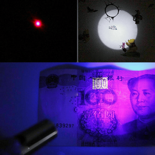 2PCS 3 in1 1mw USB Rechargeable Pet Toy Pen Flashlight Red laser Beam UV Light 3-Modes Lamp