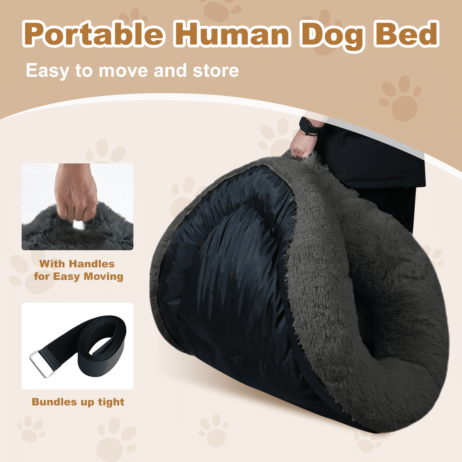 Large Dog Bed 67x43x8 Inches - Super Soft, Machine Washable & Portable With Handles, Non-Slip Bottom For Safety