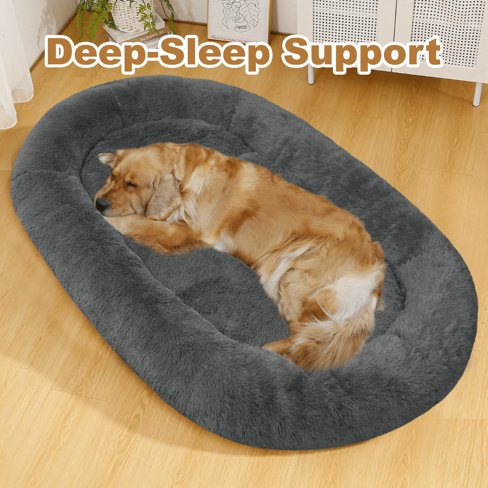 Large Dog Bed 67x43x8 Inches - Super Soft, Machine Washable & Portable With Handles, Non-Slip Bottom For Safety