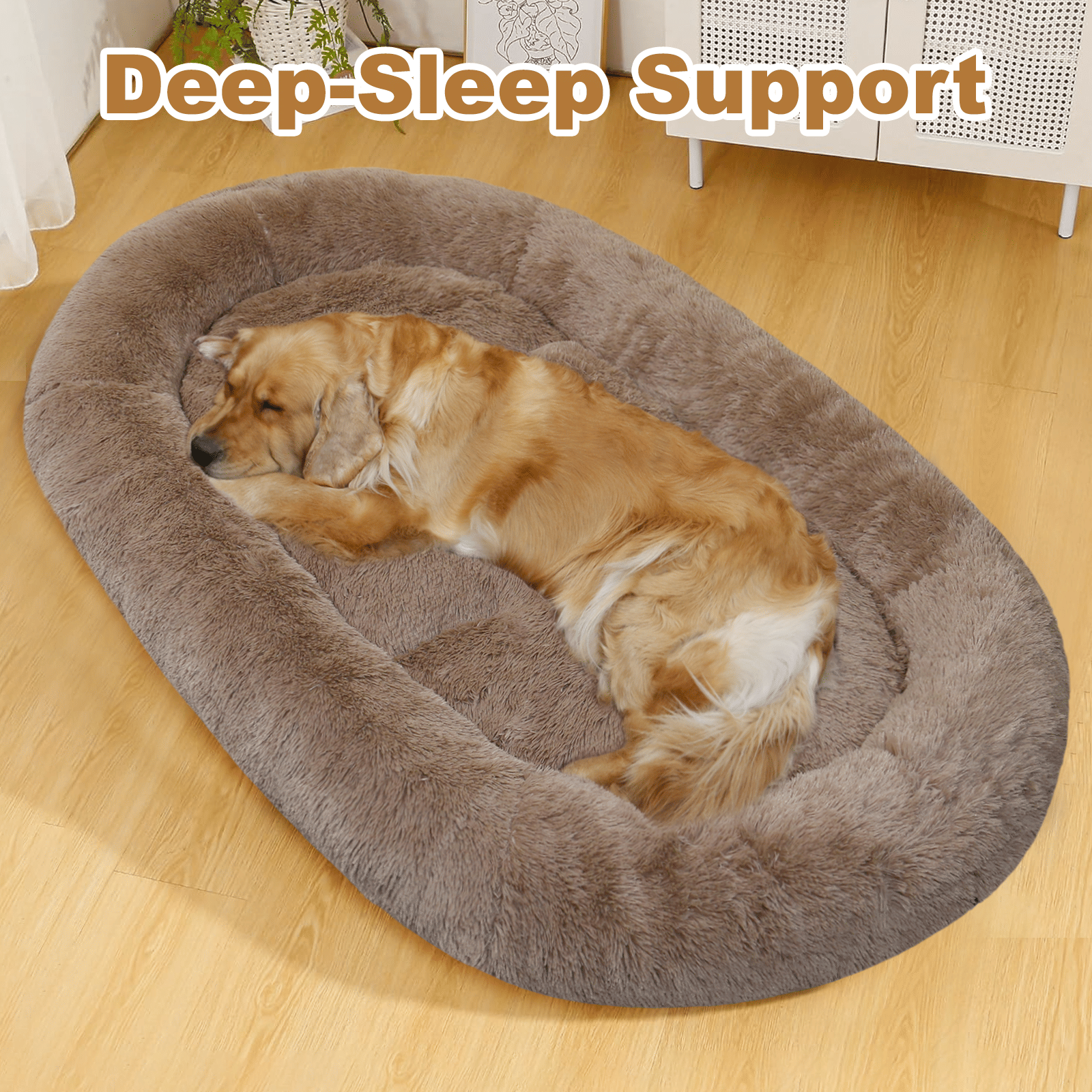 Large Dog Bed 67x43x8 Inches - Super Soft, Machine Washable & Portable With Handles, Non-Slip Bottom For Safety