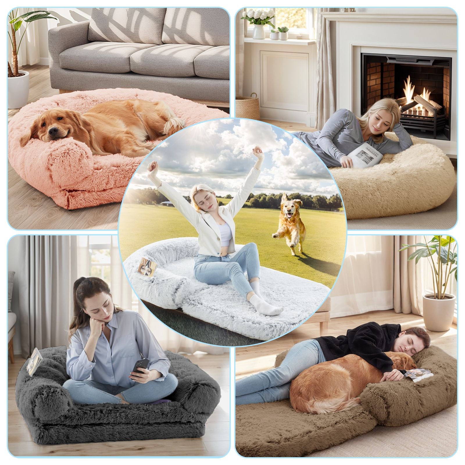 Human Dog Bed, 71"x43"x12" Dog Beds for Large Dogs, Foldable Plush Washable Dog Bed for People Doze Off, Orthopedic Dog Beds for Humans Size Fits You and Pets