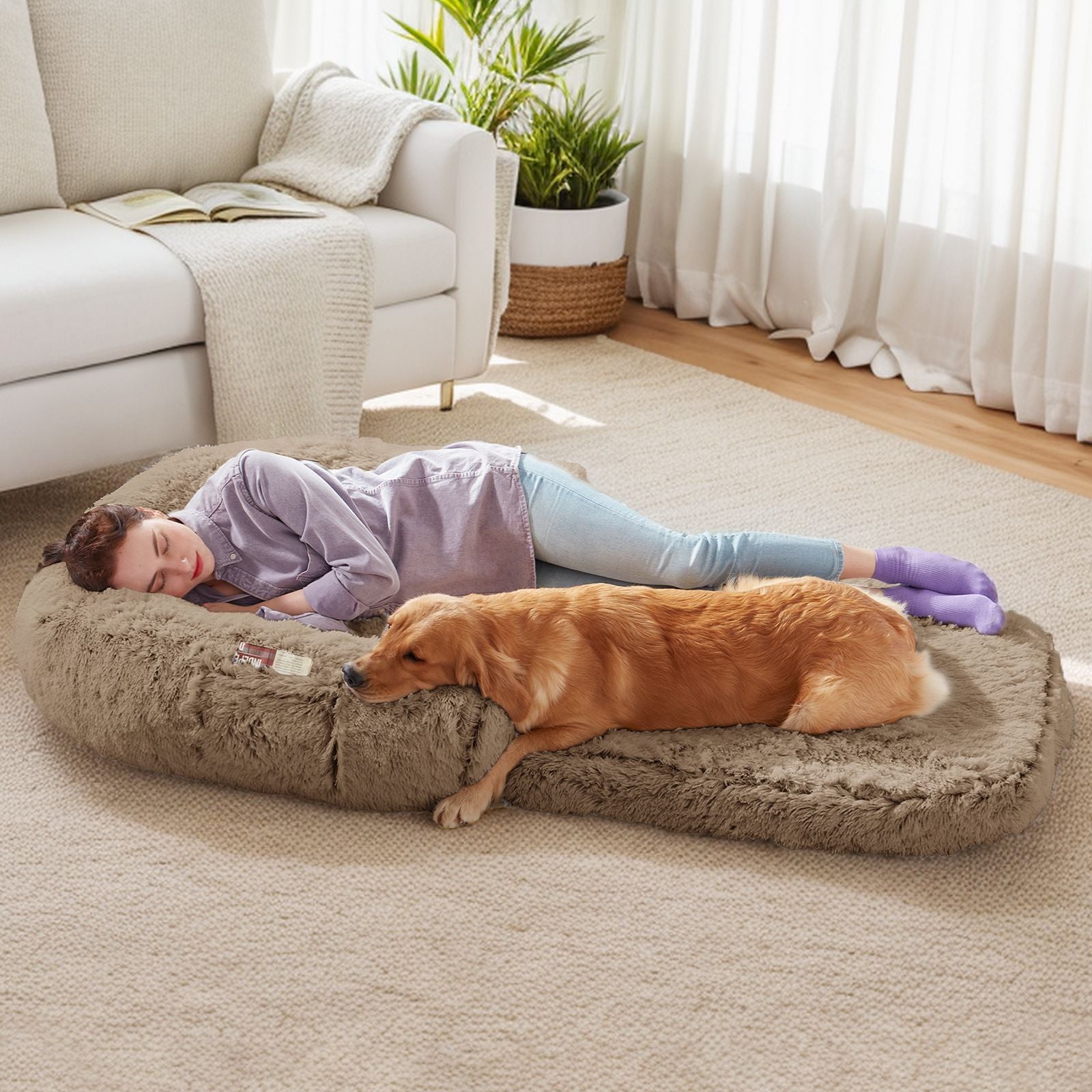 Human Dog Bed, 71"x43"x12" Dog Beds for Large Dogs, Foldable Plush Washable Dog Bed for People Doze Off, Orthopedic Dog Beds for Humans Size Fits You and Pets