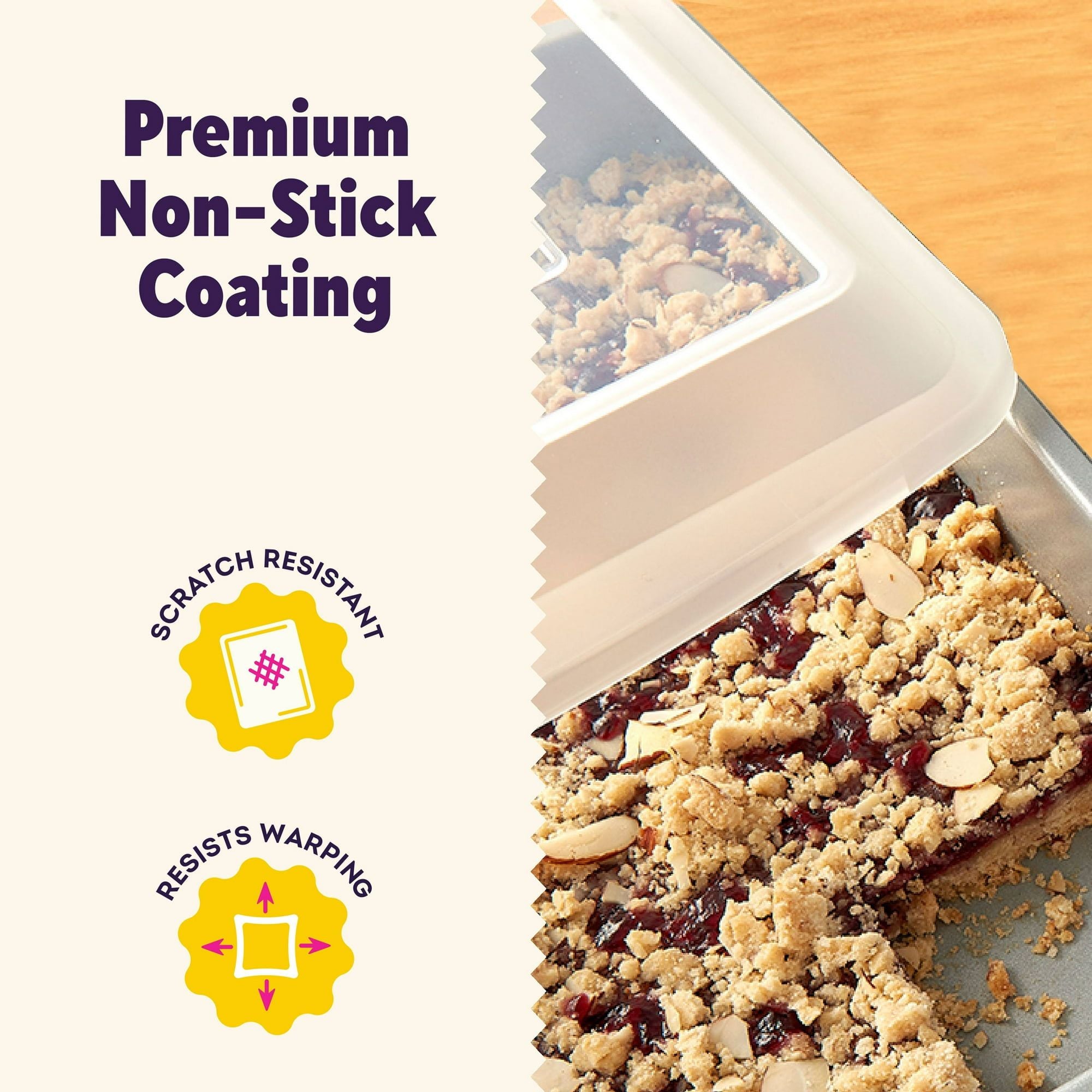Premium Steel Non-Stick Oblong Cake Pan with Lid 13 x 9-inch Rectangular Baking Pan, Packaging May Vary