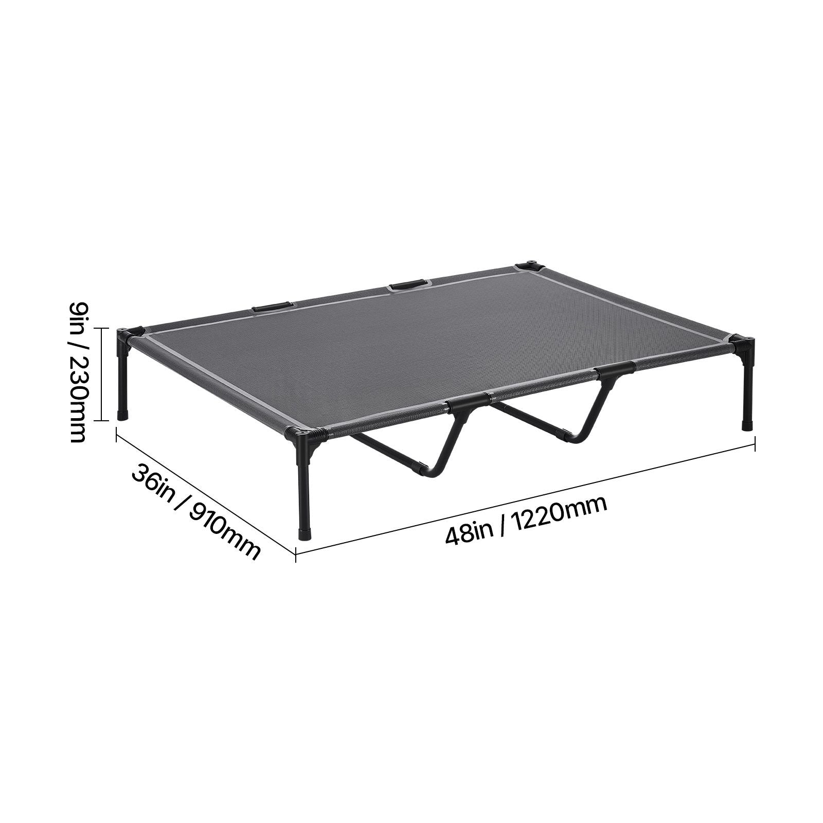 Elevated Dog Bed for Large Dogs, Portable Raised Dog Cot with Steel Metal Frame and Breathable Teslin Mesh, Indoor & Outdoor Pet Cooling Raised Hammock Bed, XL, Gray